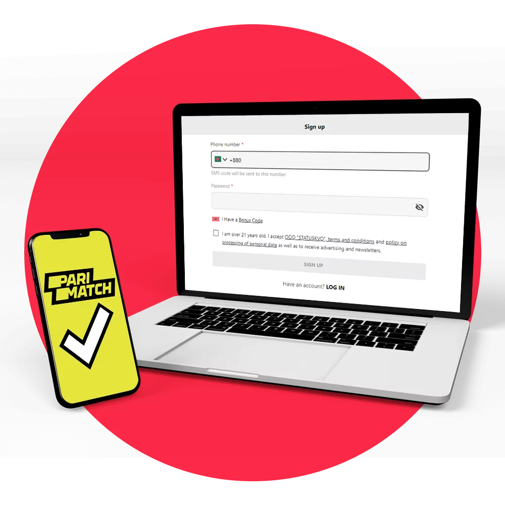 Parimatch registration and account verification in Bangladesh.