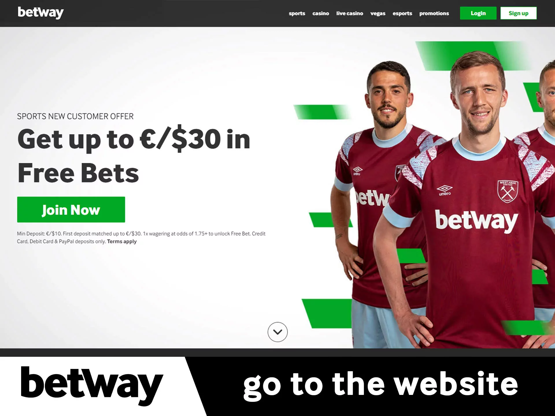 For start registration go to the Betway website.