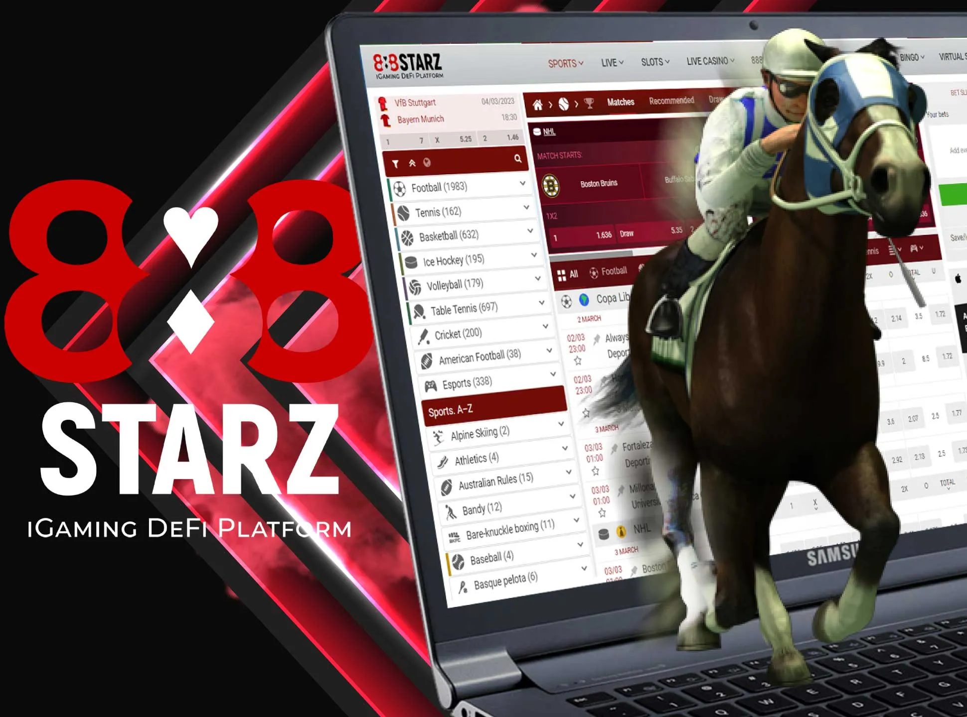 Horse racing is also available for betting on 888starz.