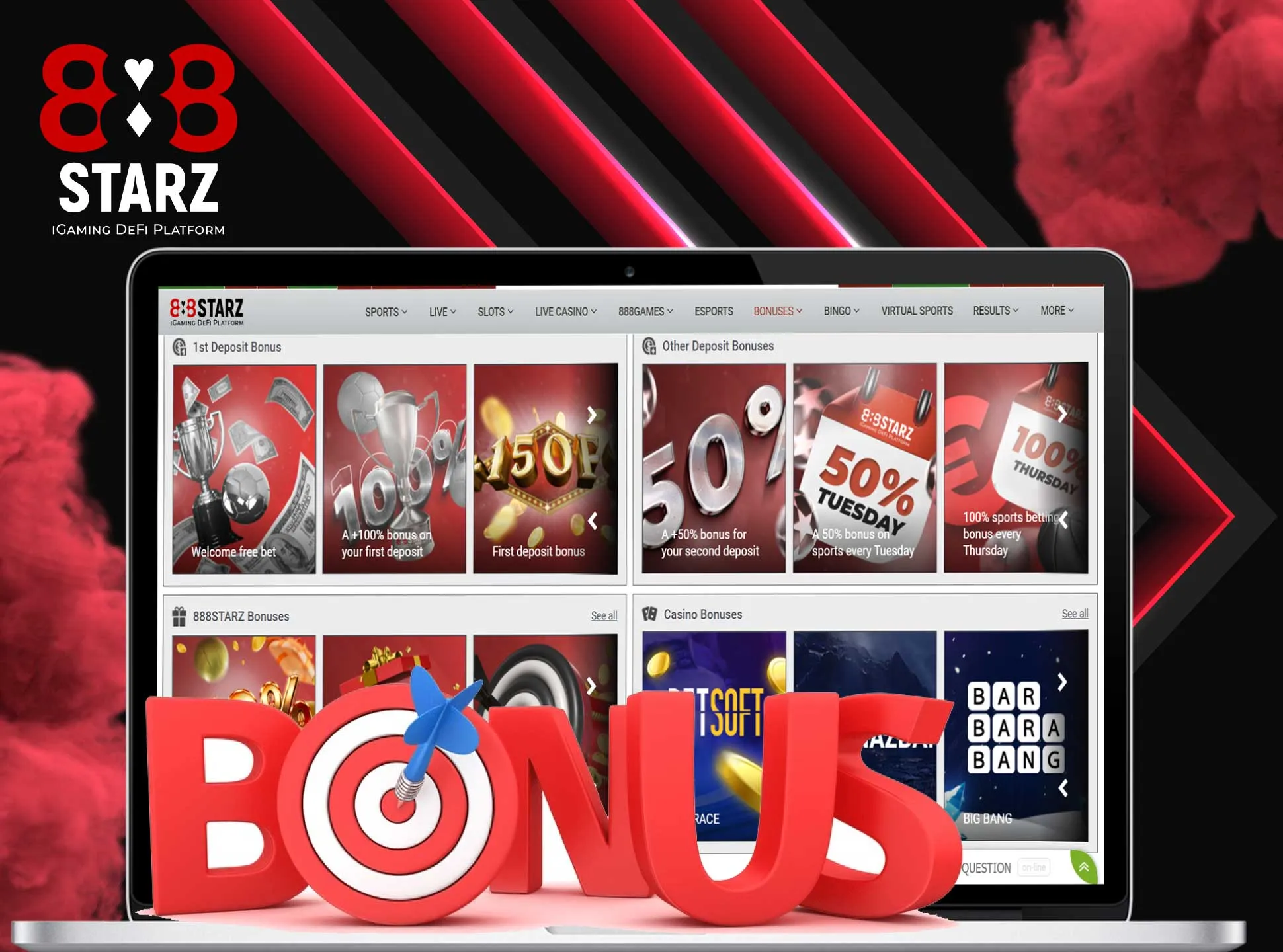 888starz offers many bonuses for both new and regular players.