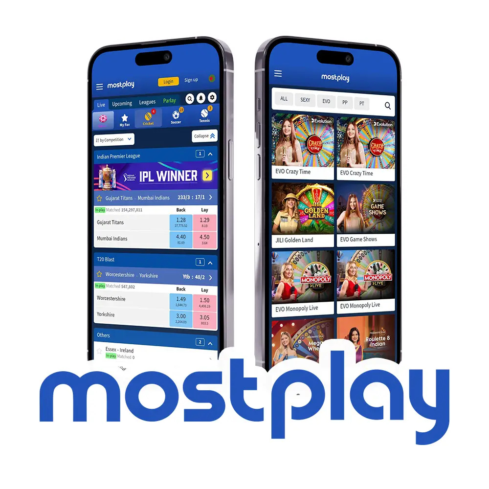 Make bets and play casino games at Mostplay.