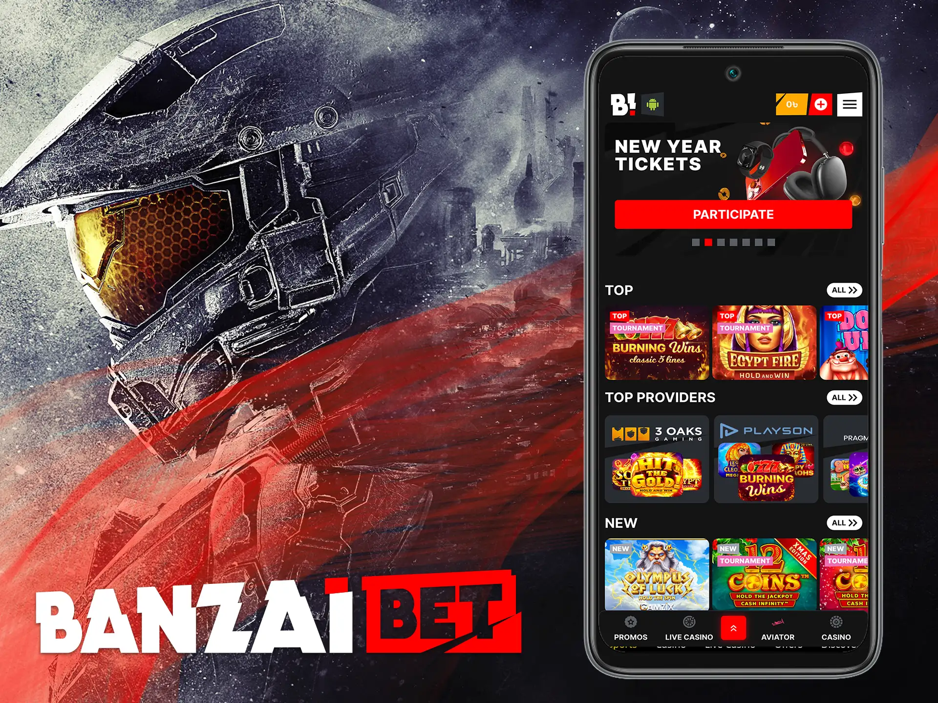 Fans of computer games will appreciate this section Banzai App, here are the most popular competitions.