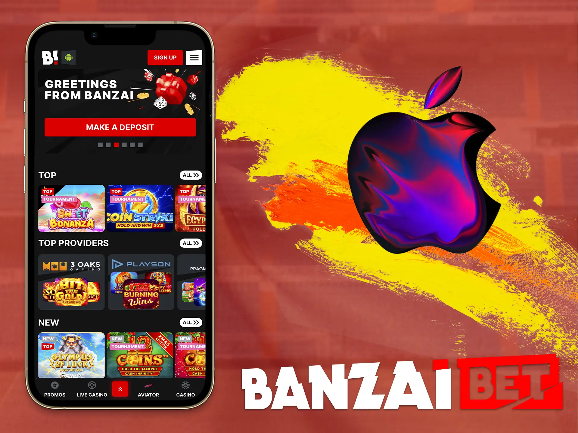 The Banzai software for Apple provides an enjoyable experience for players, similar to the Android platform, and also runs faster.