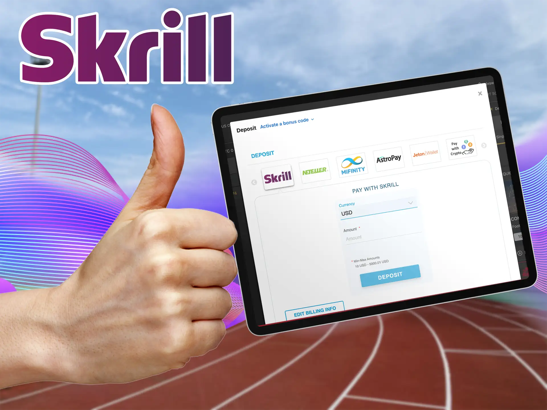 The very convenient Skrill recharge method will allow users from Bangladesh to easily and quickly fund their betting account.