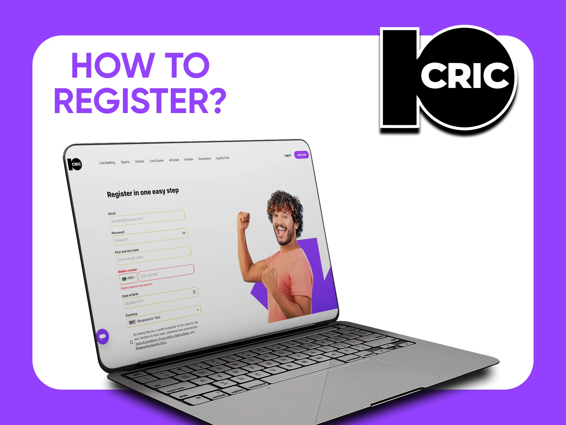 We will show you how to register on 10cric.