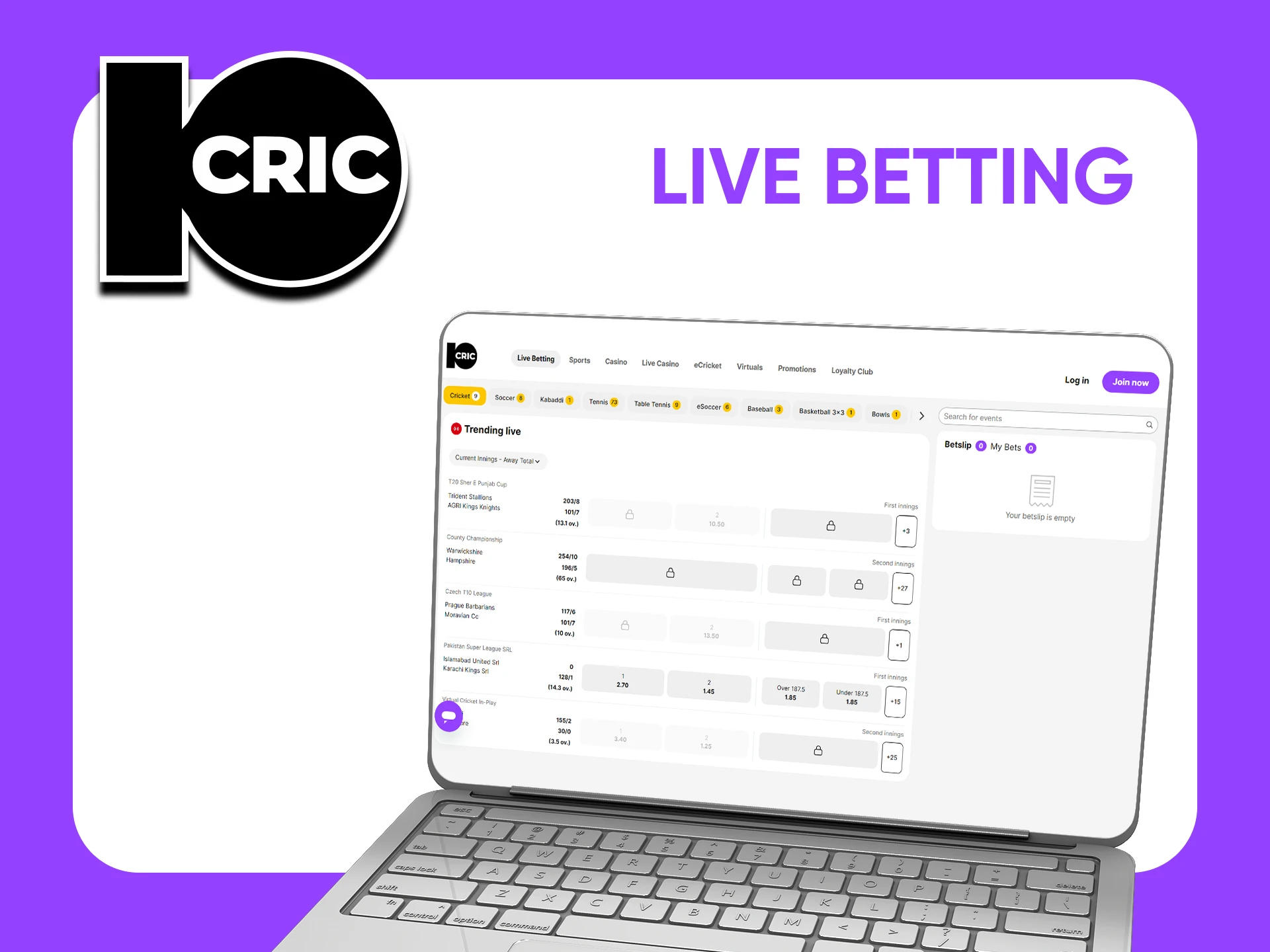 At 10cric you can bet on live events.