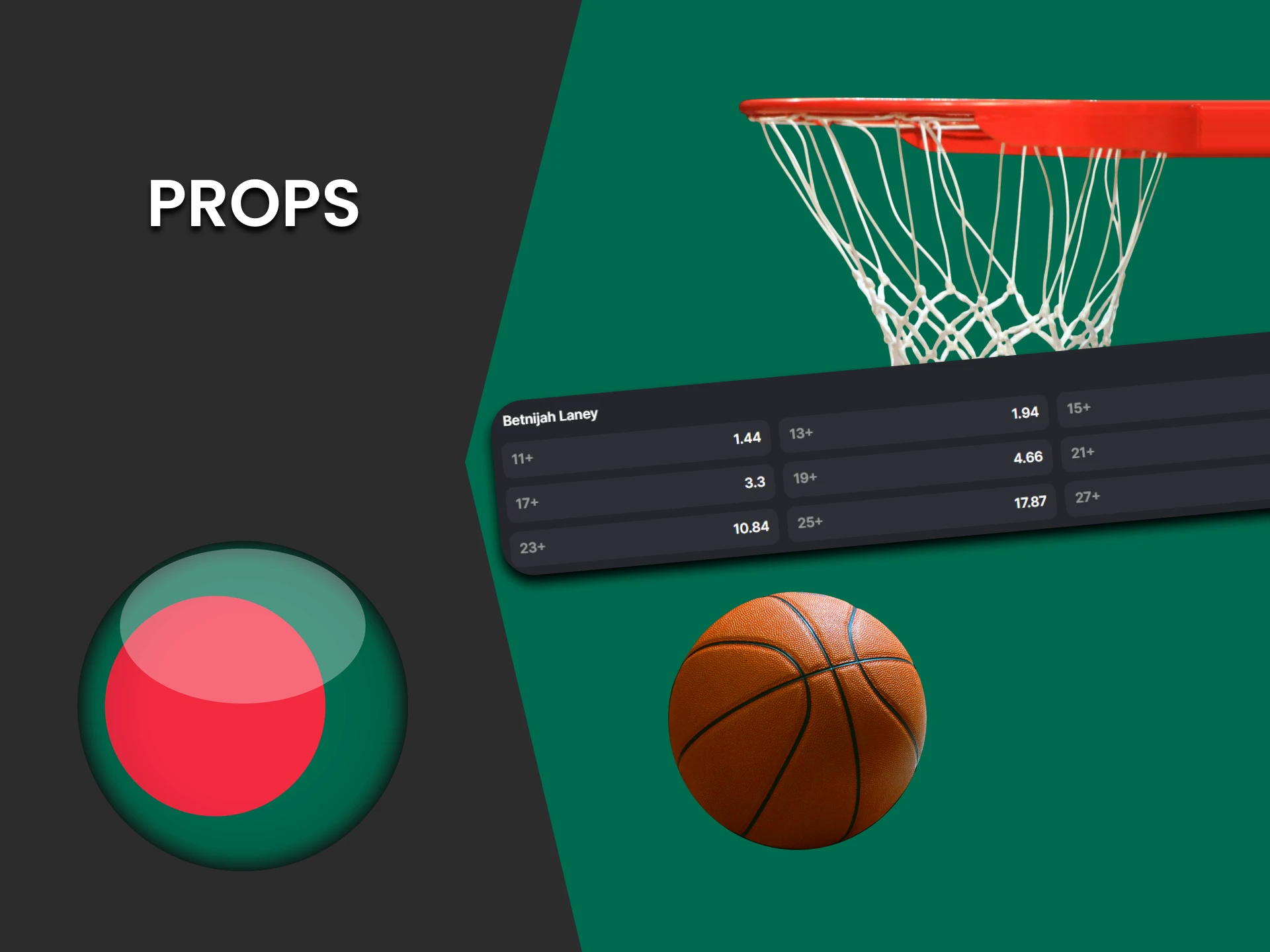 Use the Props system to bet on basketball.