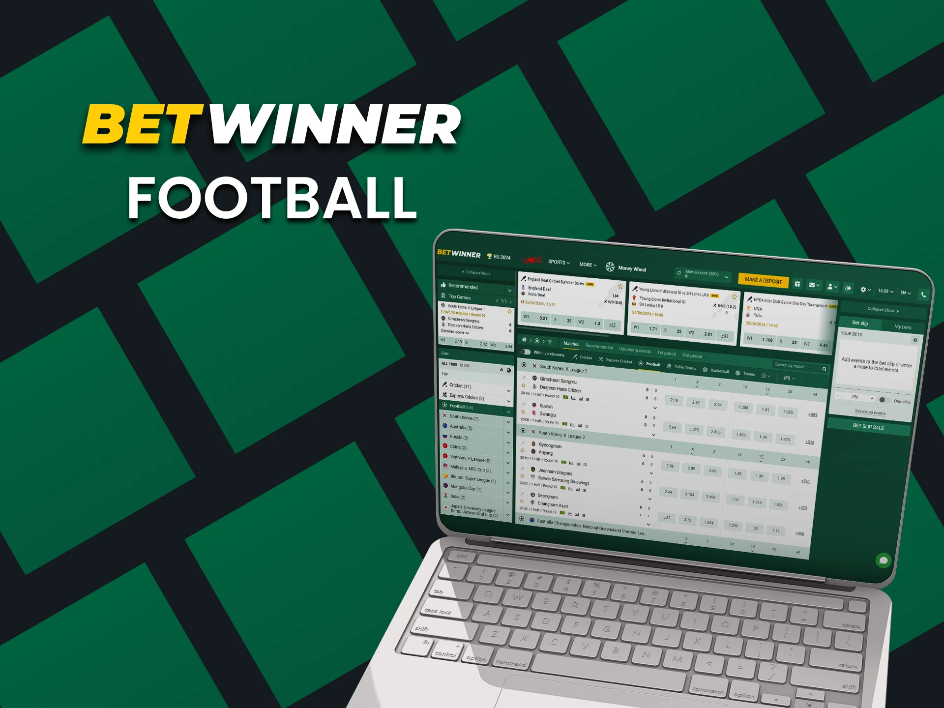 Place bets on football with Betwinner.