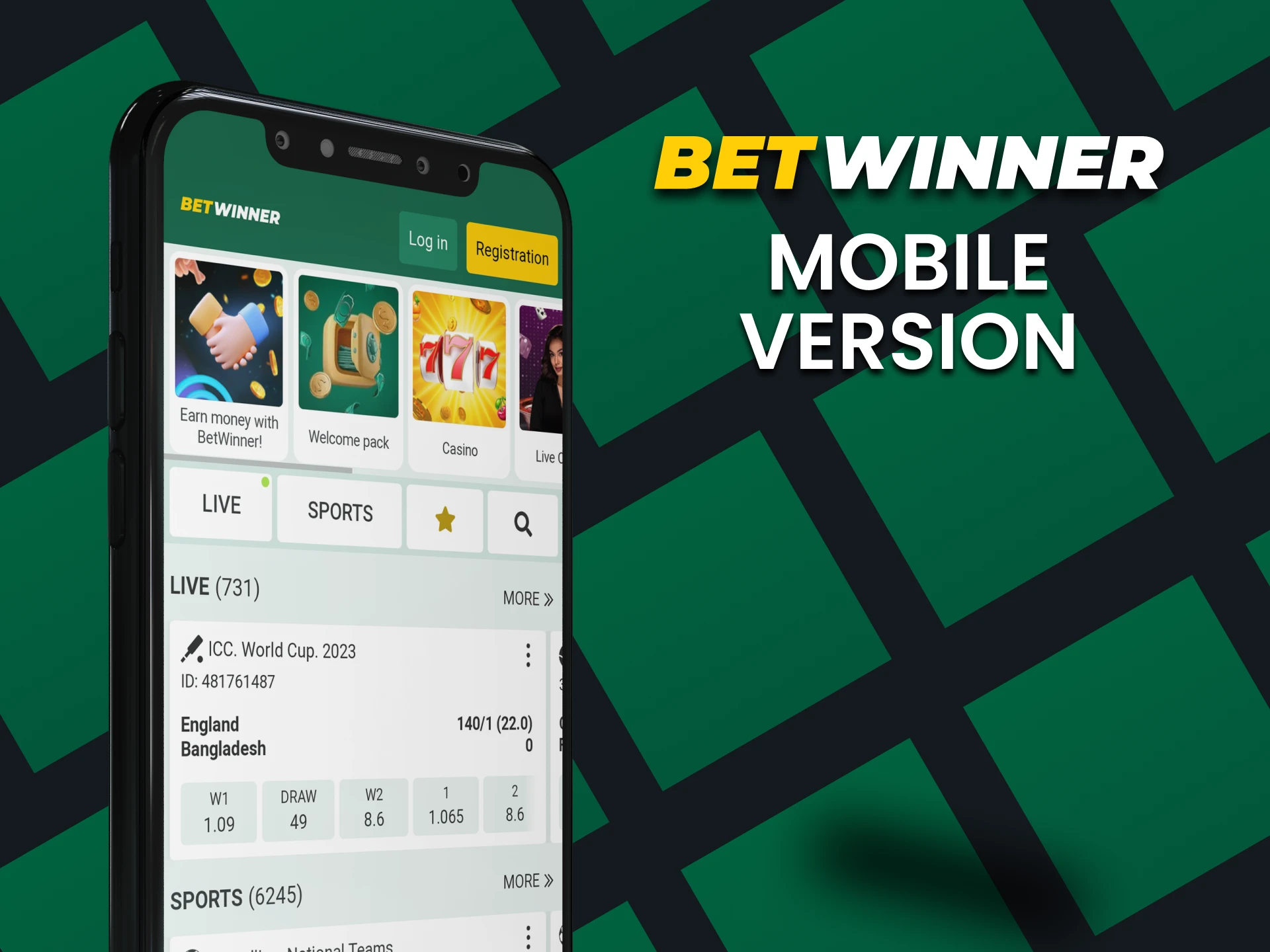 Visit the mobile version of the Betwinner website.