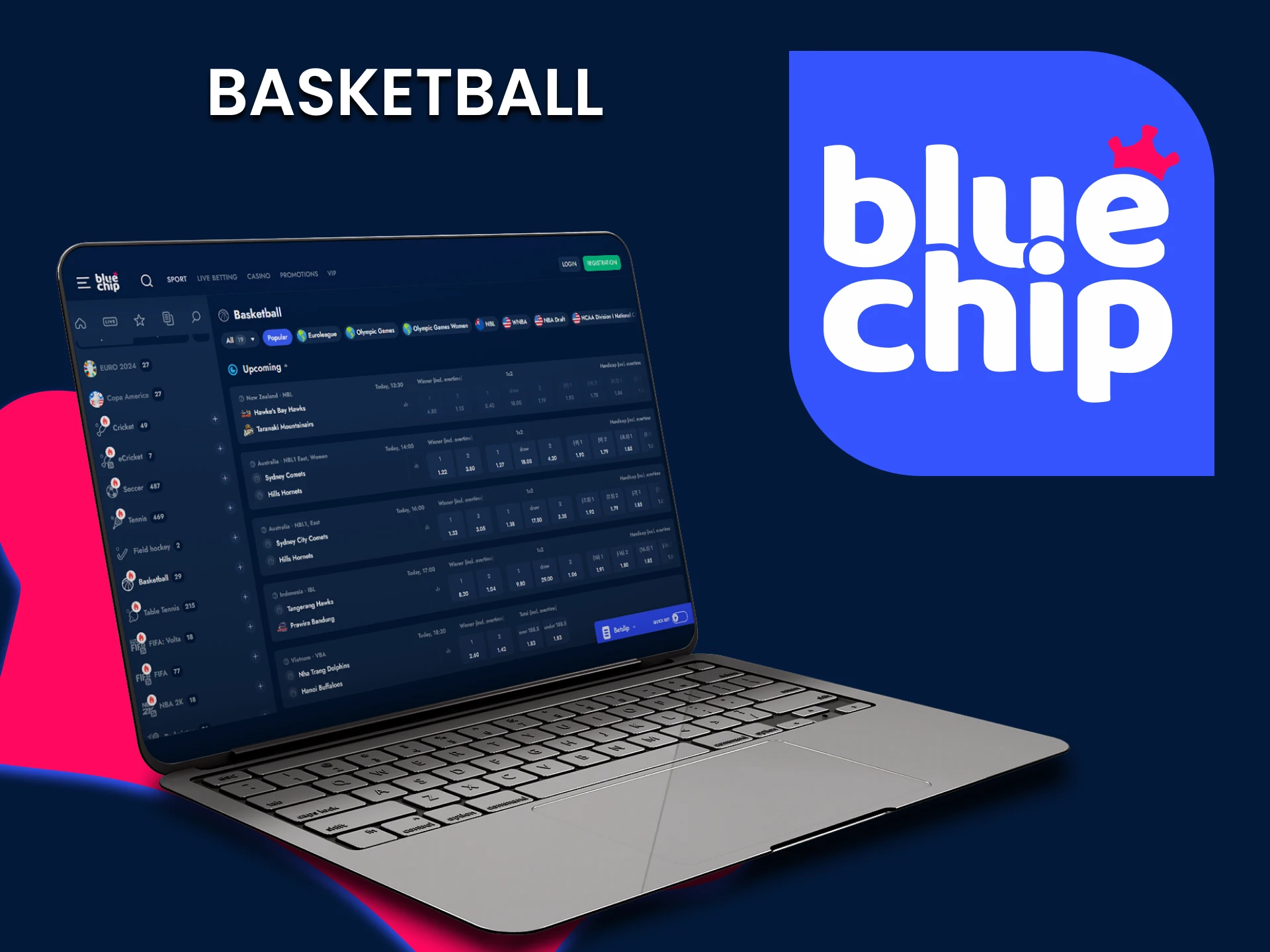 Bet on Basketball with BlueChip.