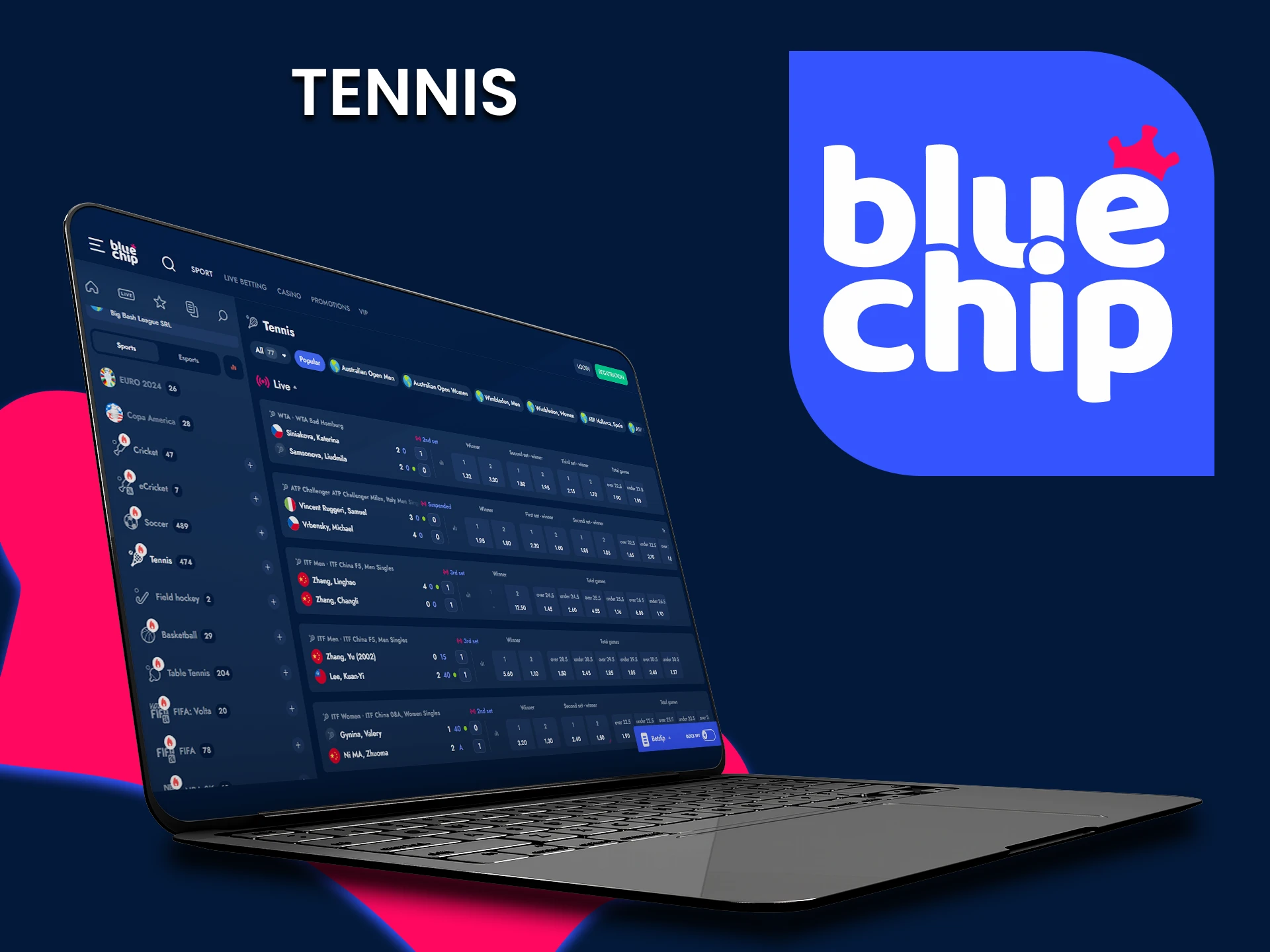 Bet on Tennis with BlueChip.