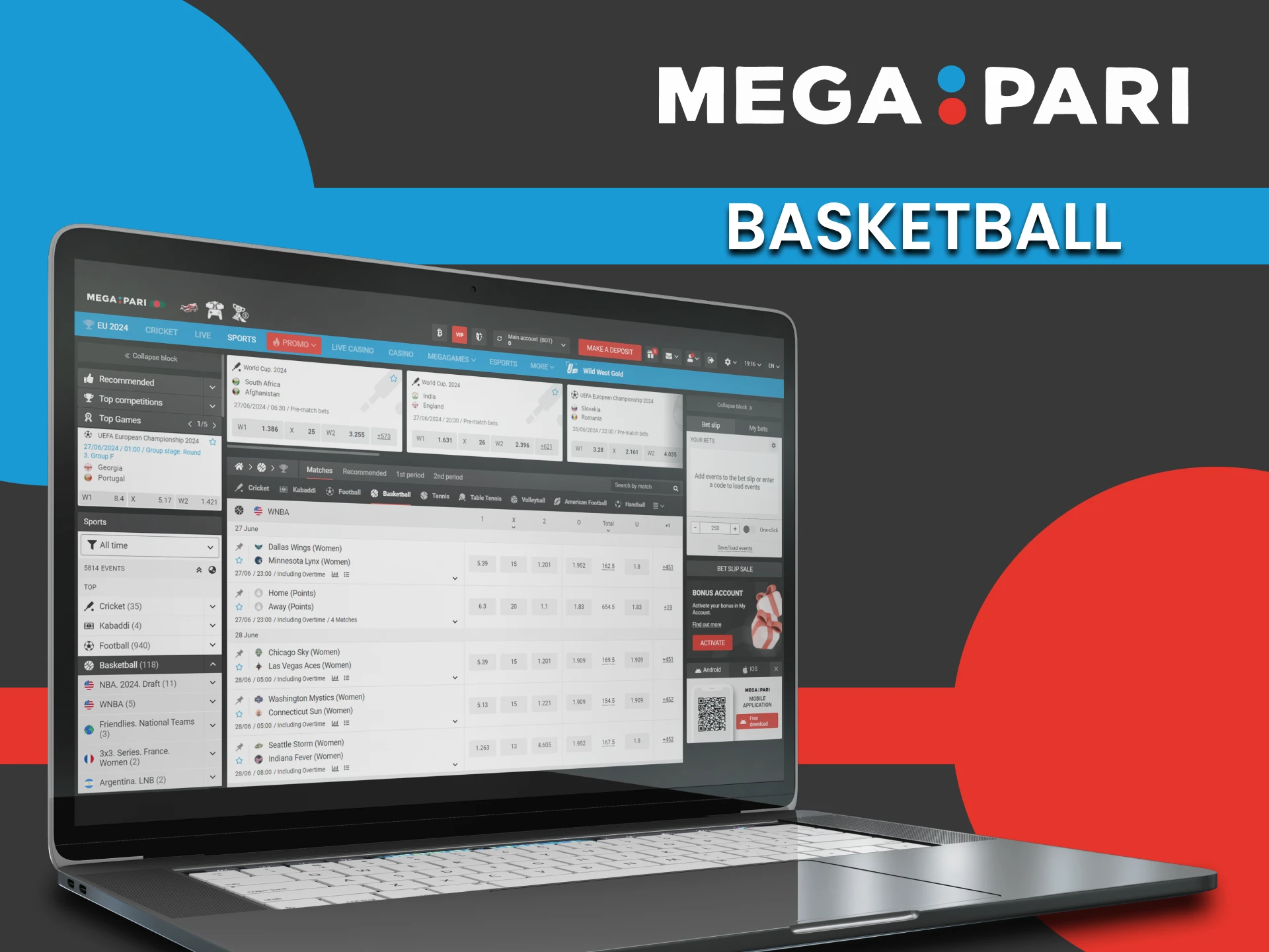 Bet on basketball with Megapari.