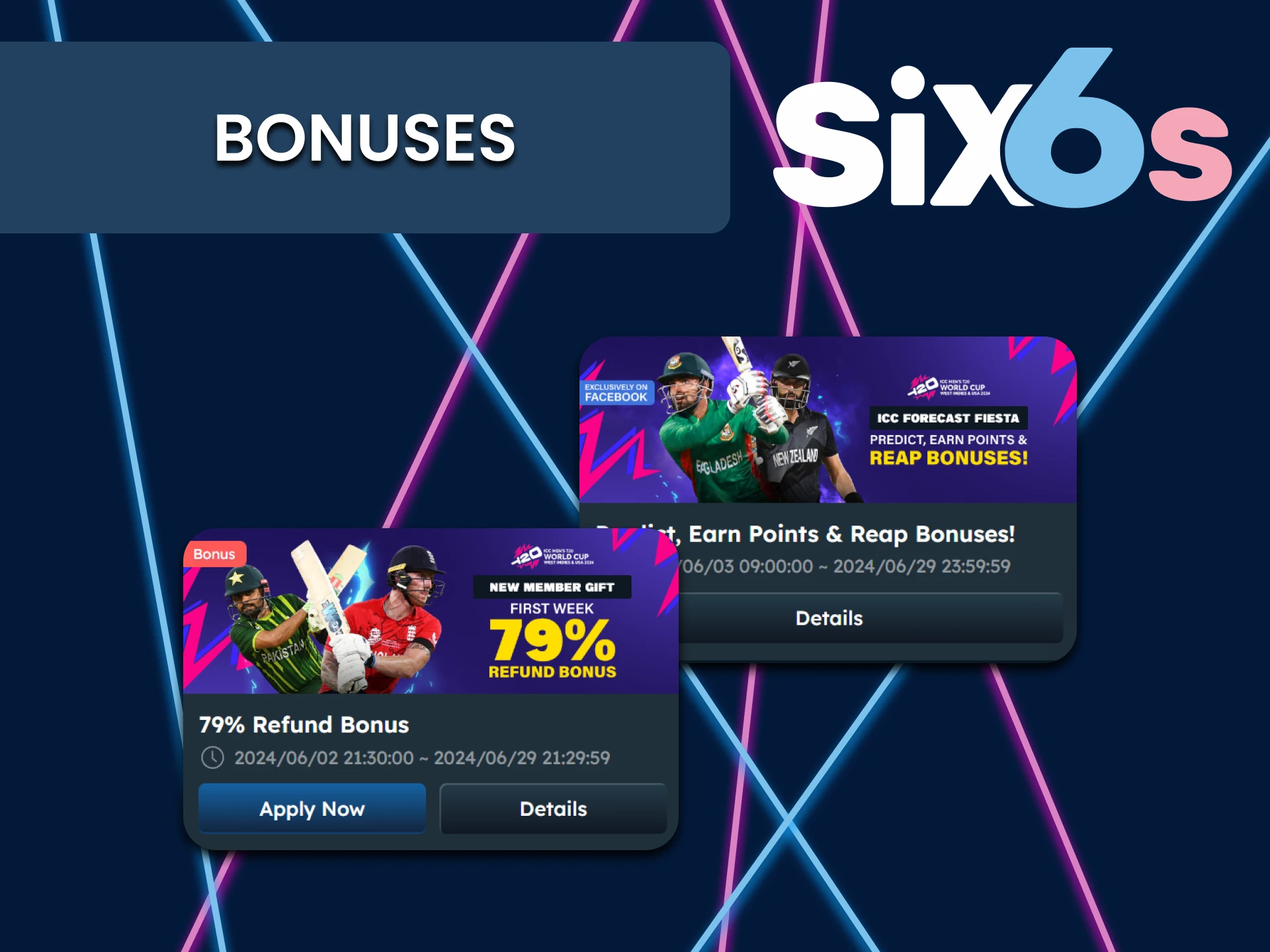 Get a lot of bonuses from Six6s.