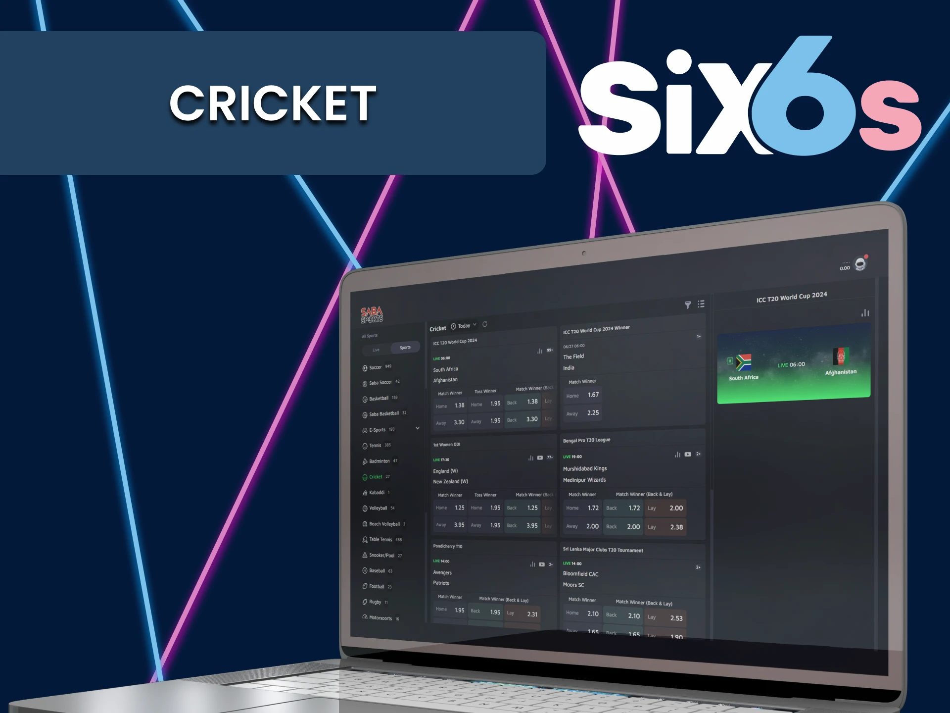 Bet on cricket with Six6s.