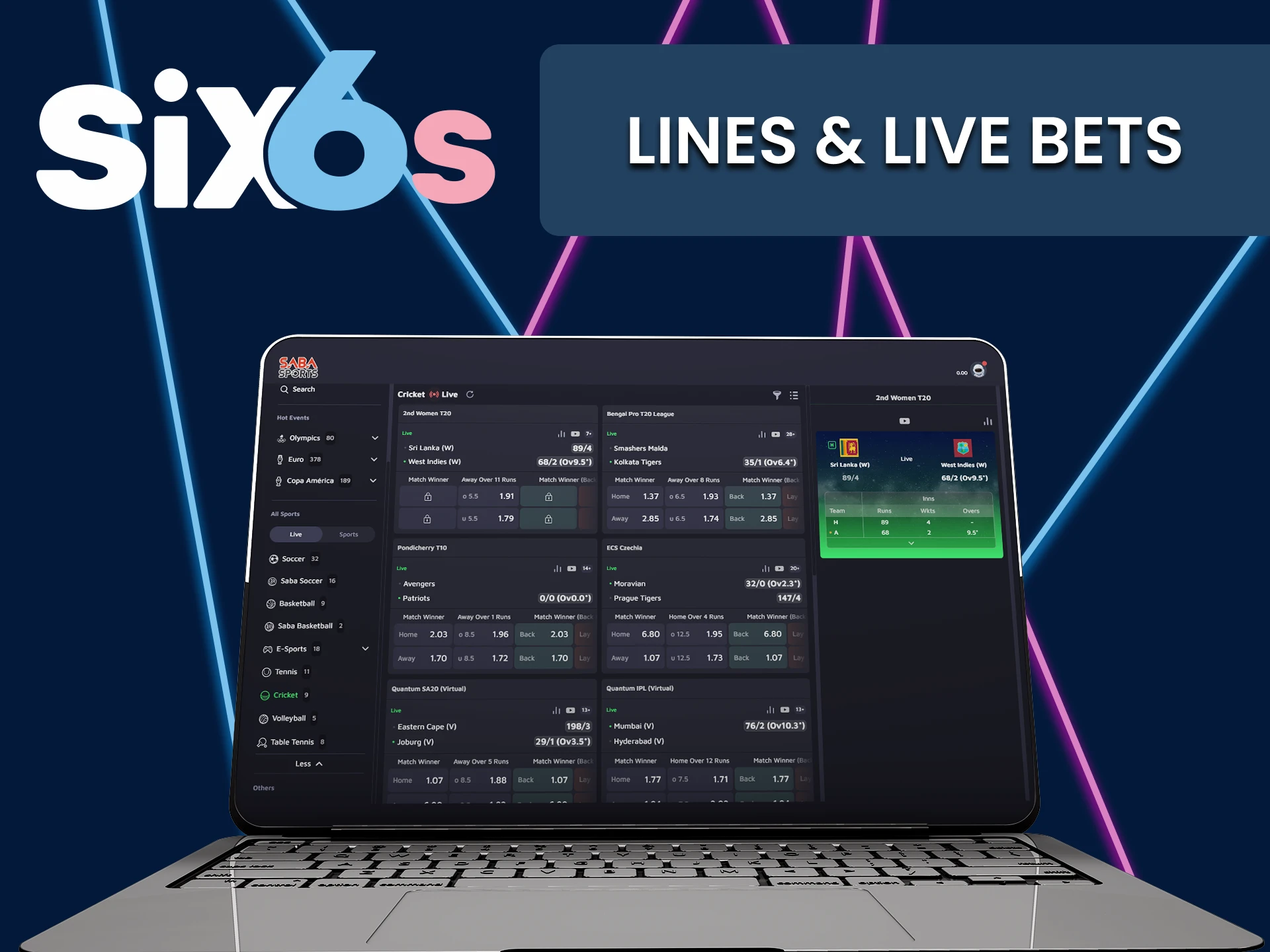 Choose your betting option for Six6s events.