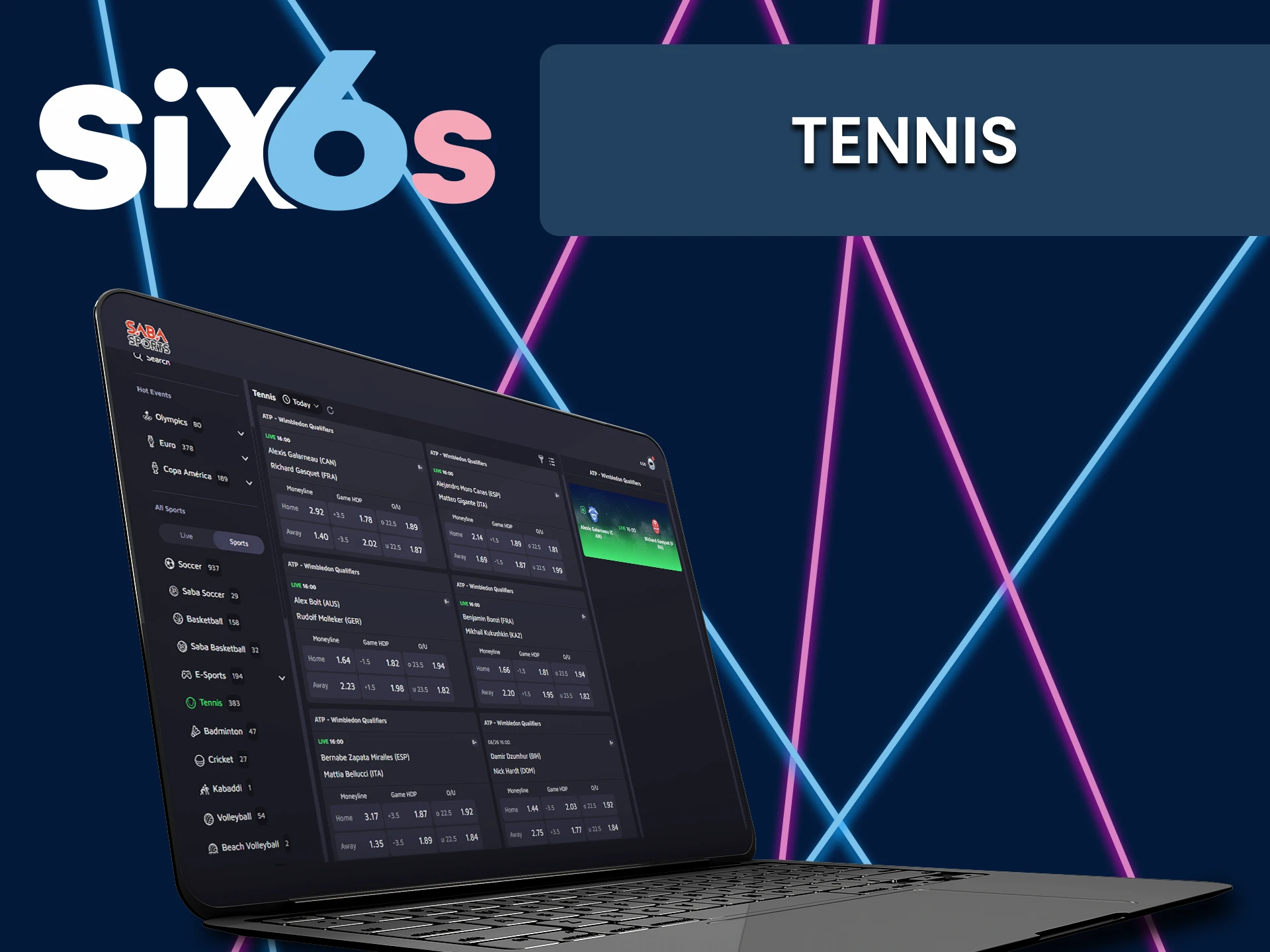 Bet on tennis with Six6s.