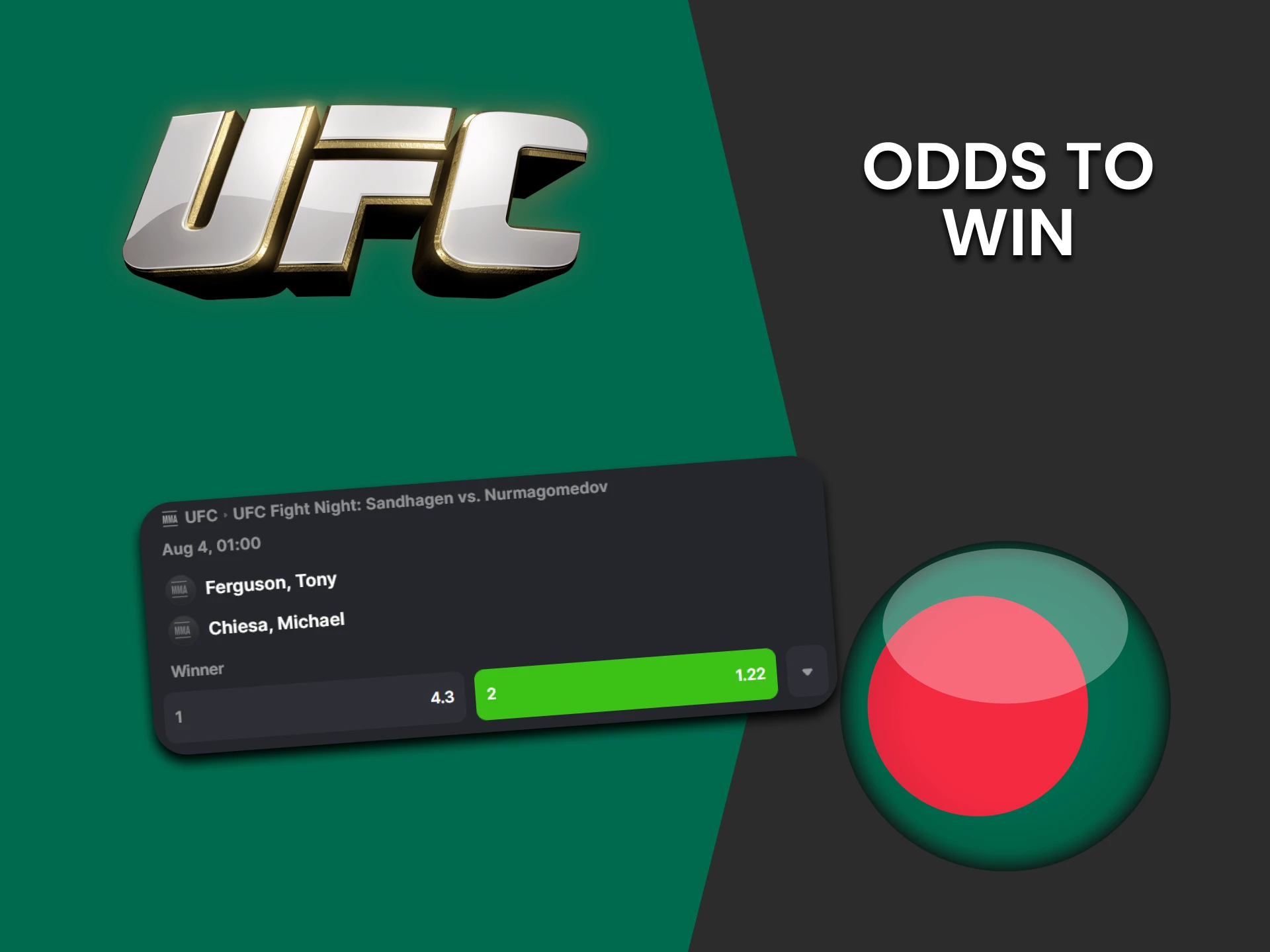 You can bet on the winner of a UFC fight.