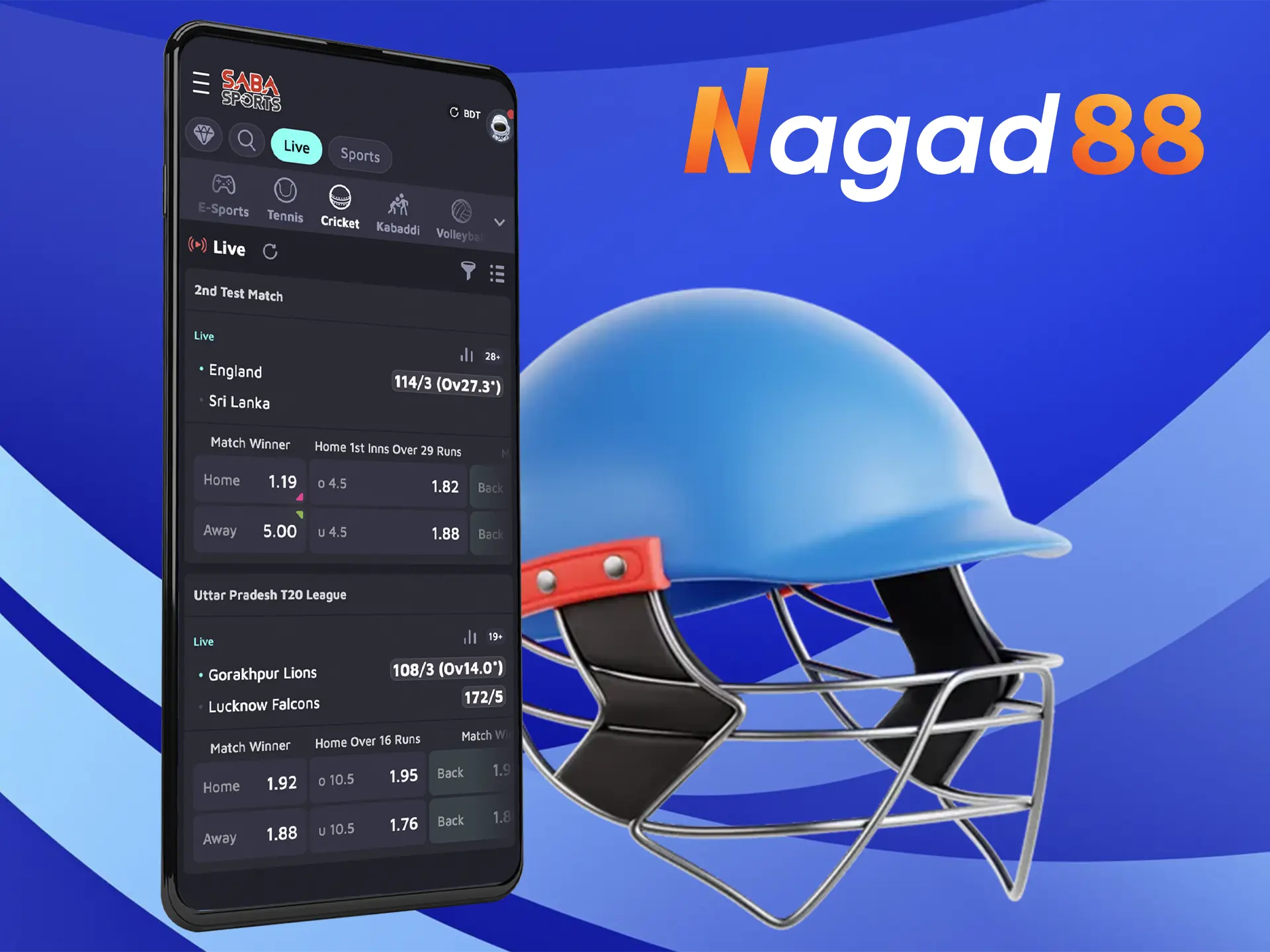 The Nagad88 app offers you the highest odds for cricket betting.