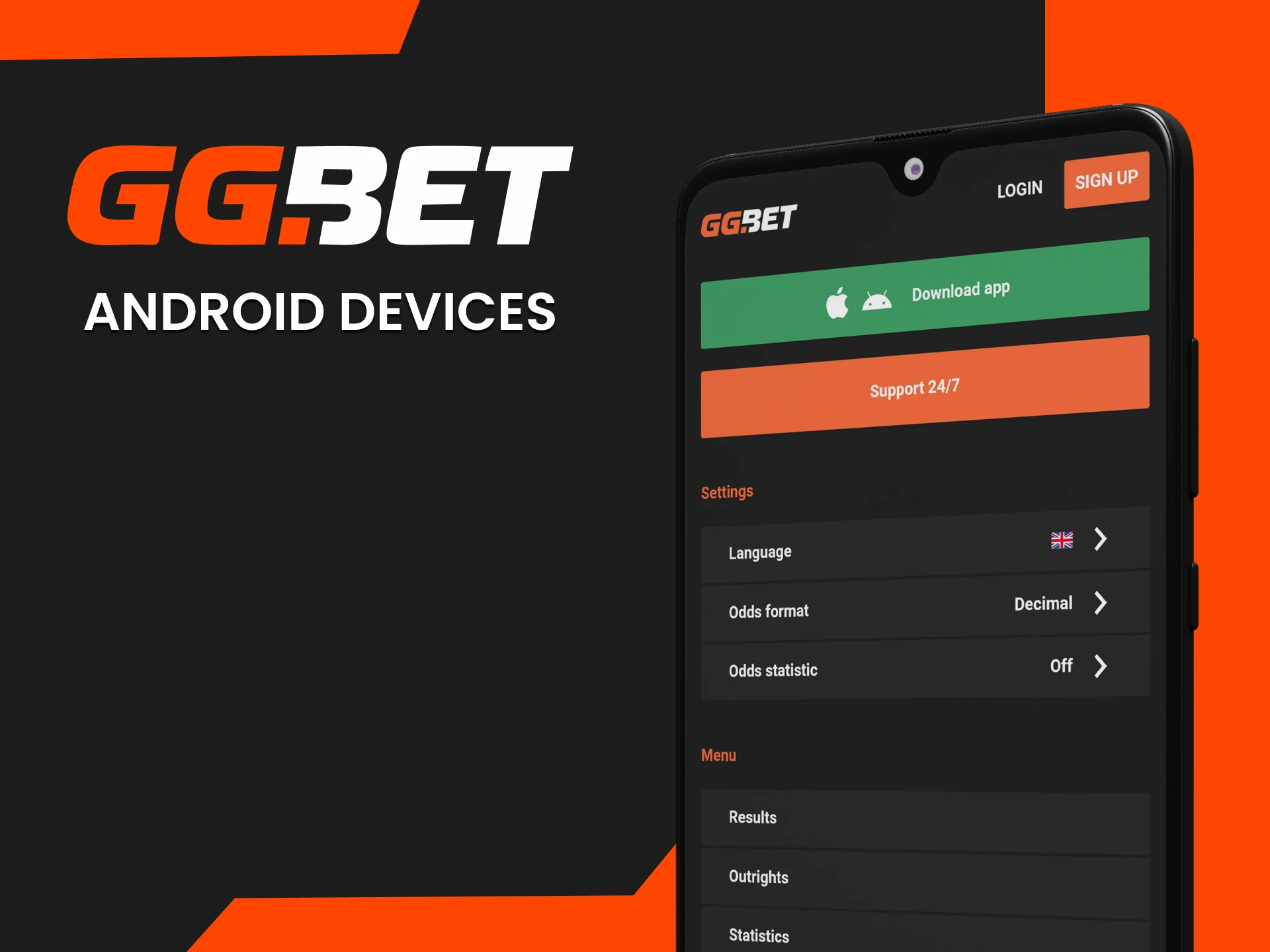 Download the GGbet app on your Android device.