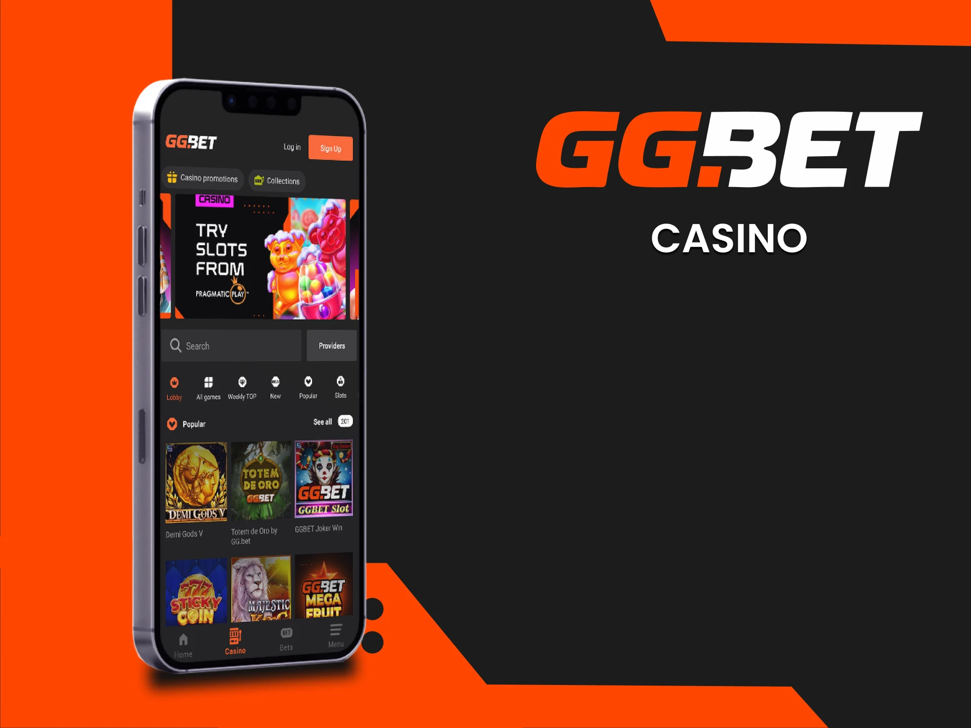 Play at the casino using the GGbet app.