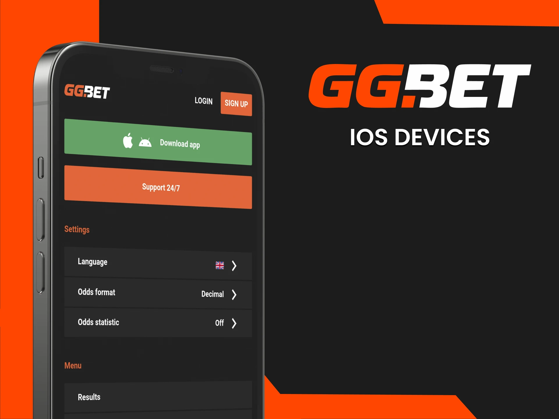 Download the GGbet app on your iOS device.