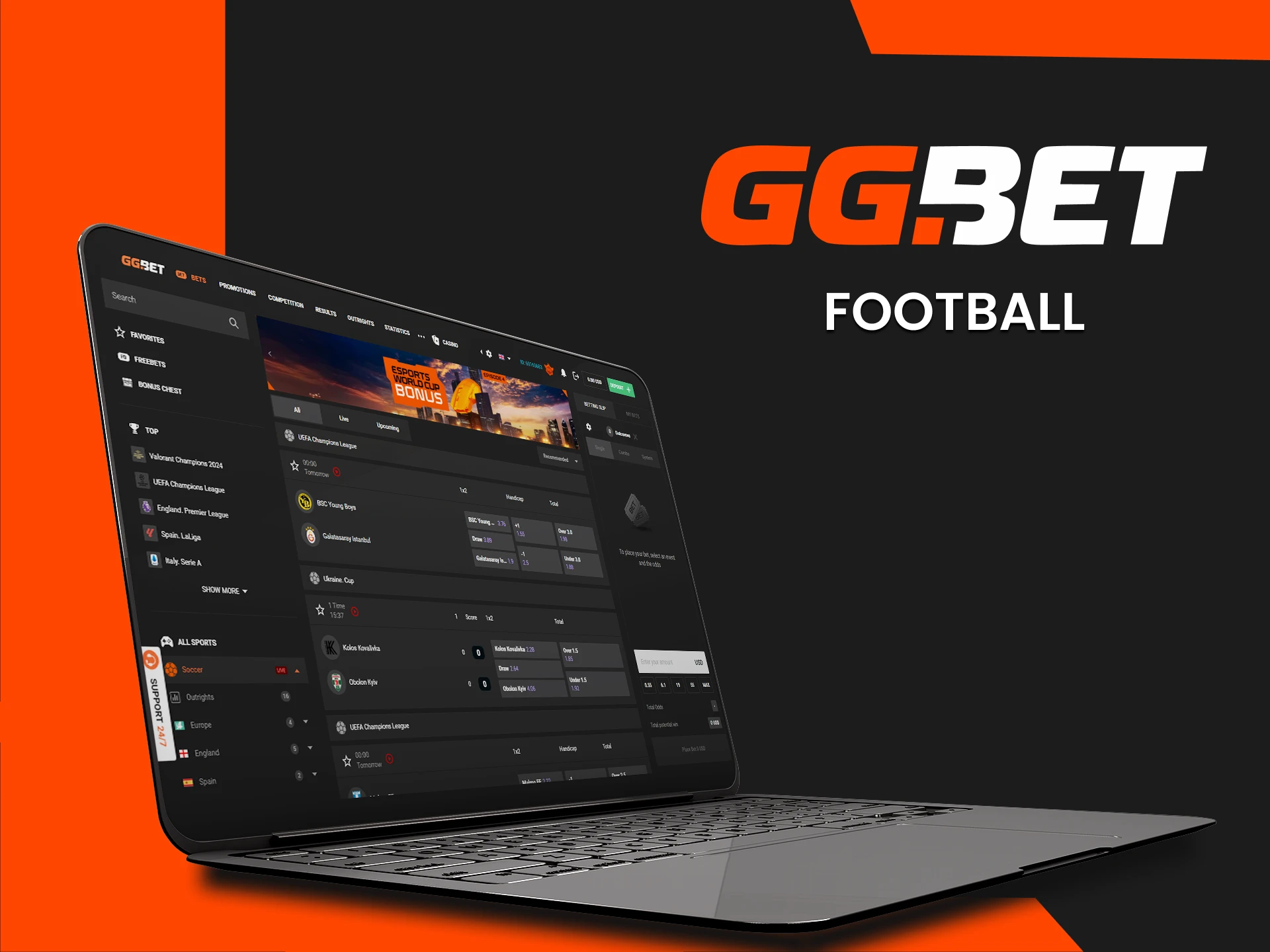 Place bets on football with GGbet.