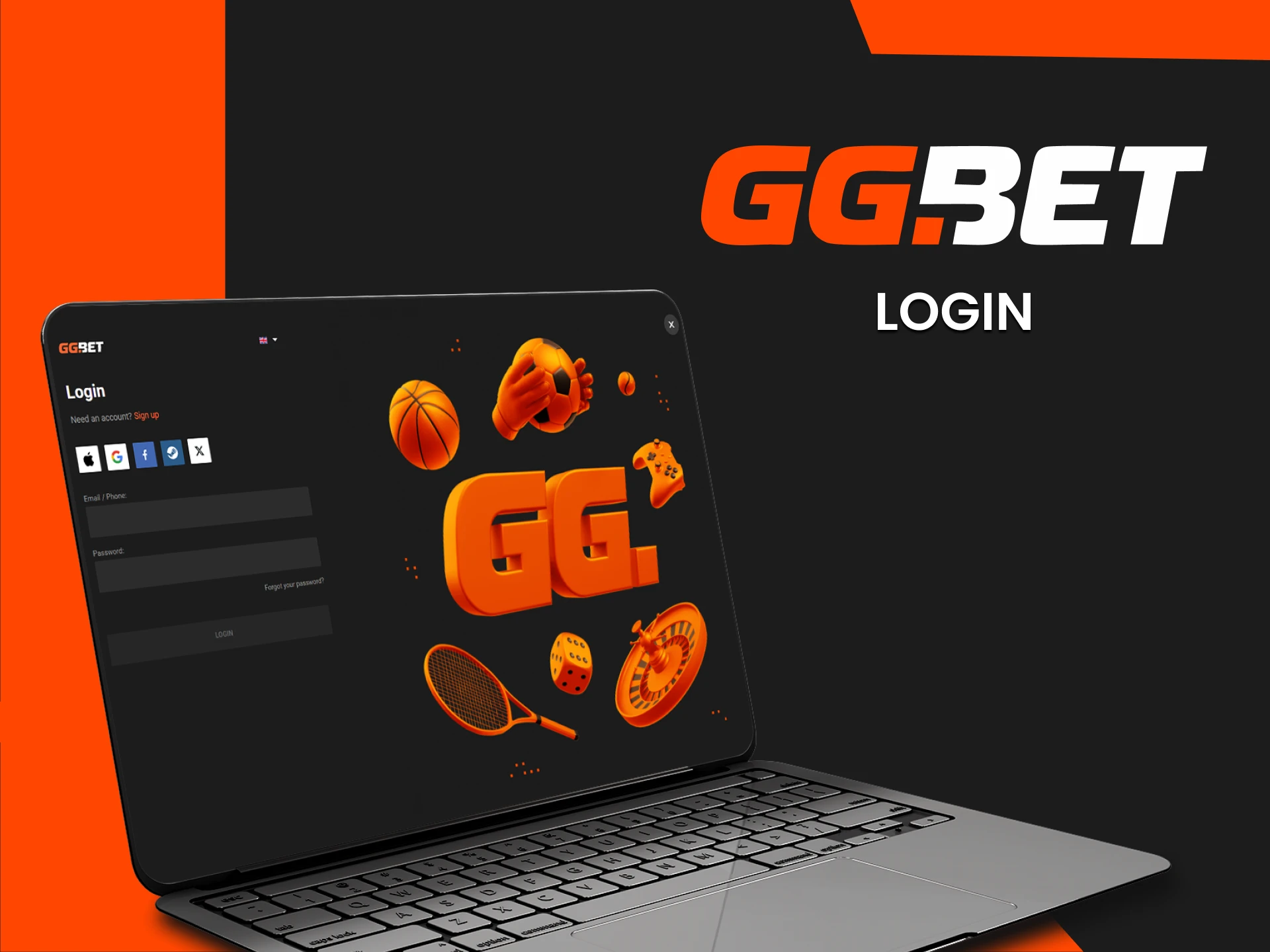 Log in to your GGbet personal account.