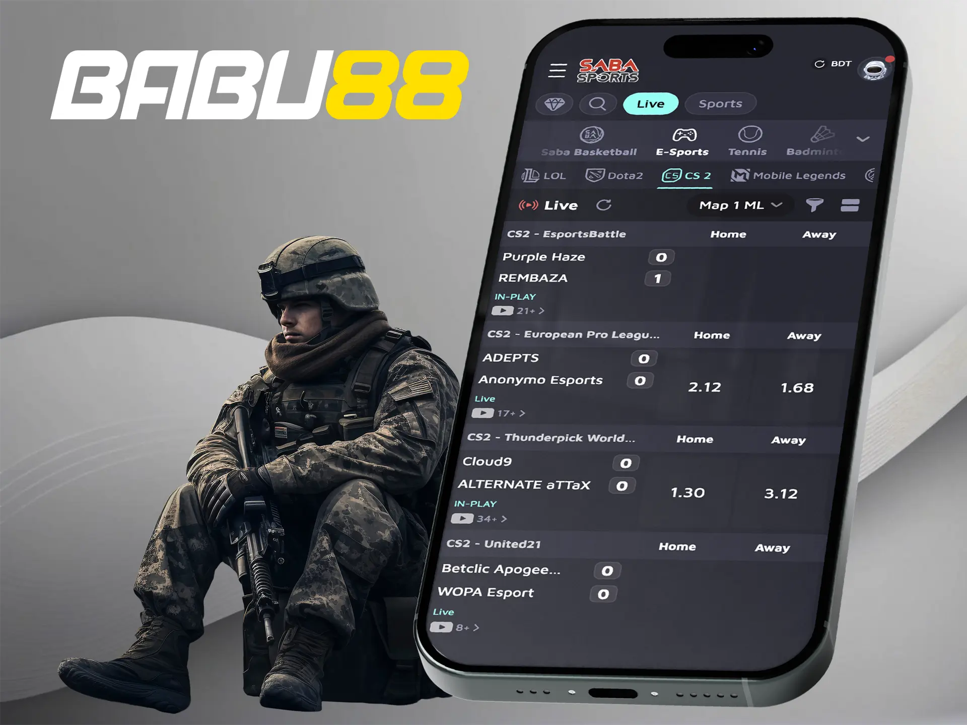 Pay attention to the high odds at Babu88 Casino when betting on Counter Strike.