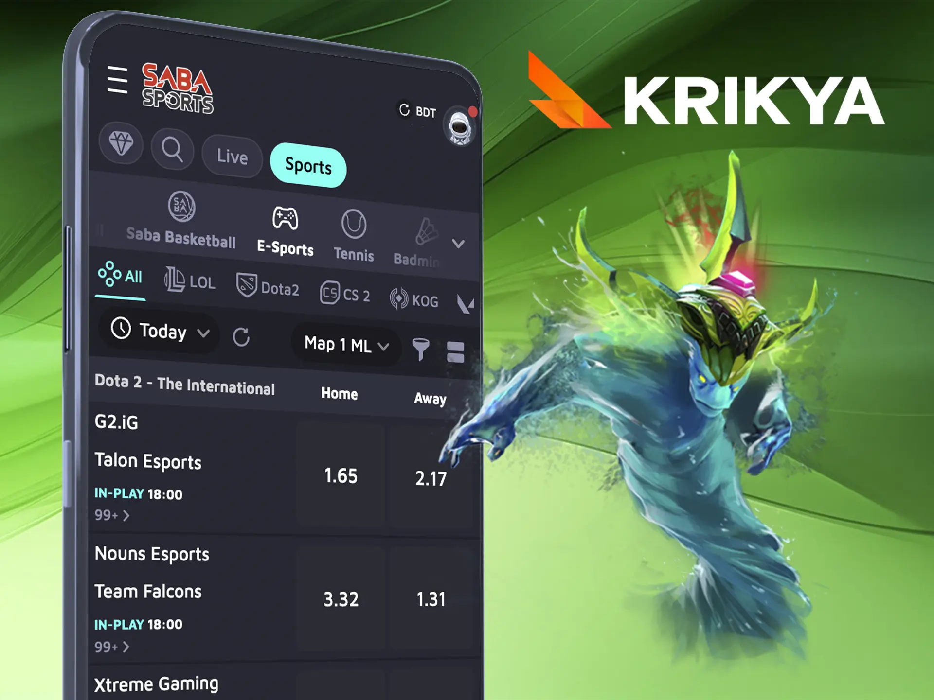 Use your knowledge when betting on Dota 2 matches at Krikya bookmaker.