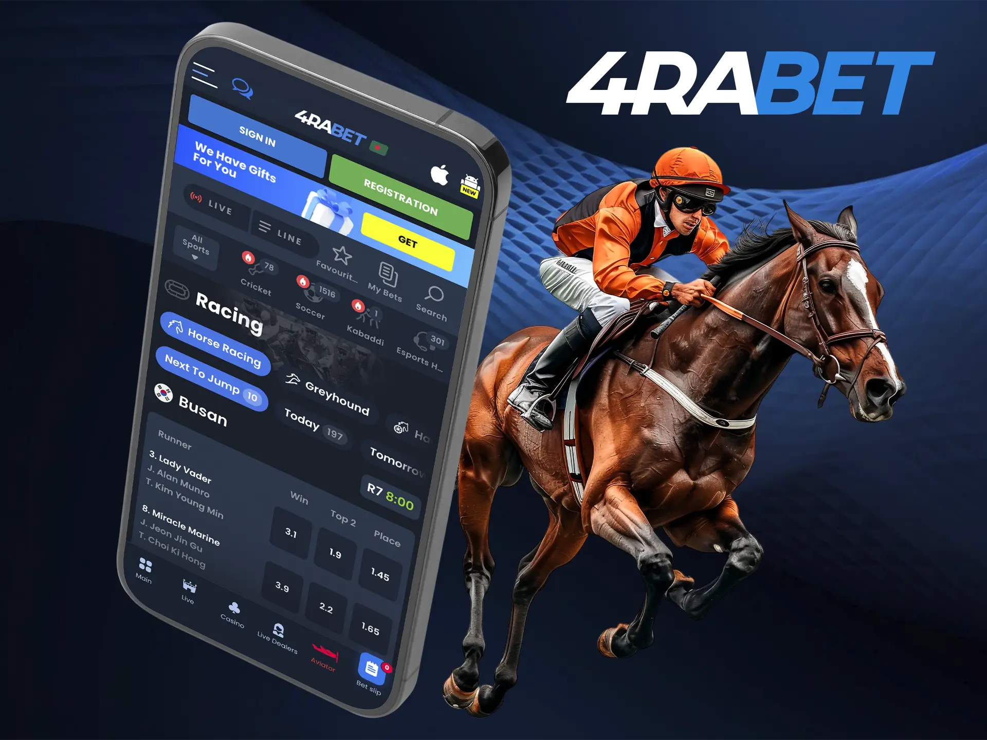 Find out about all the horse racing betting options available at 4rabet bookmaker.