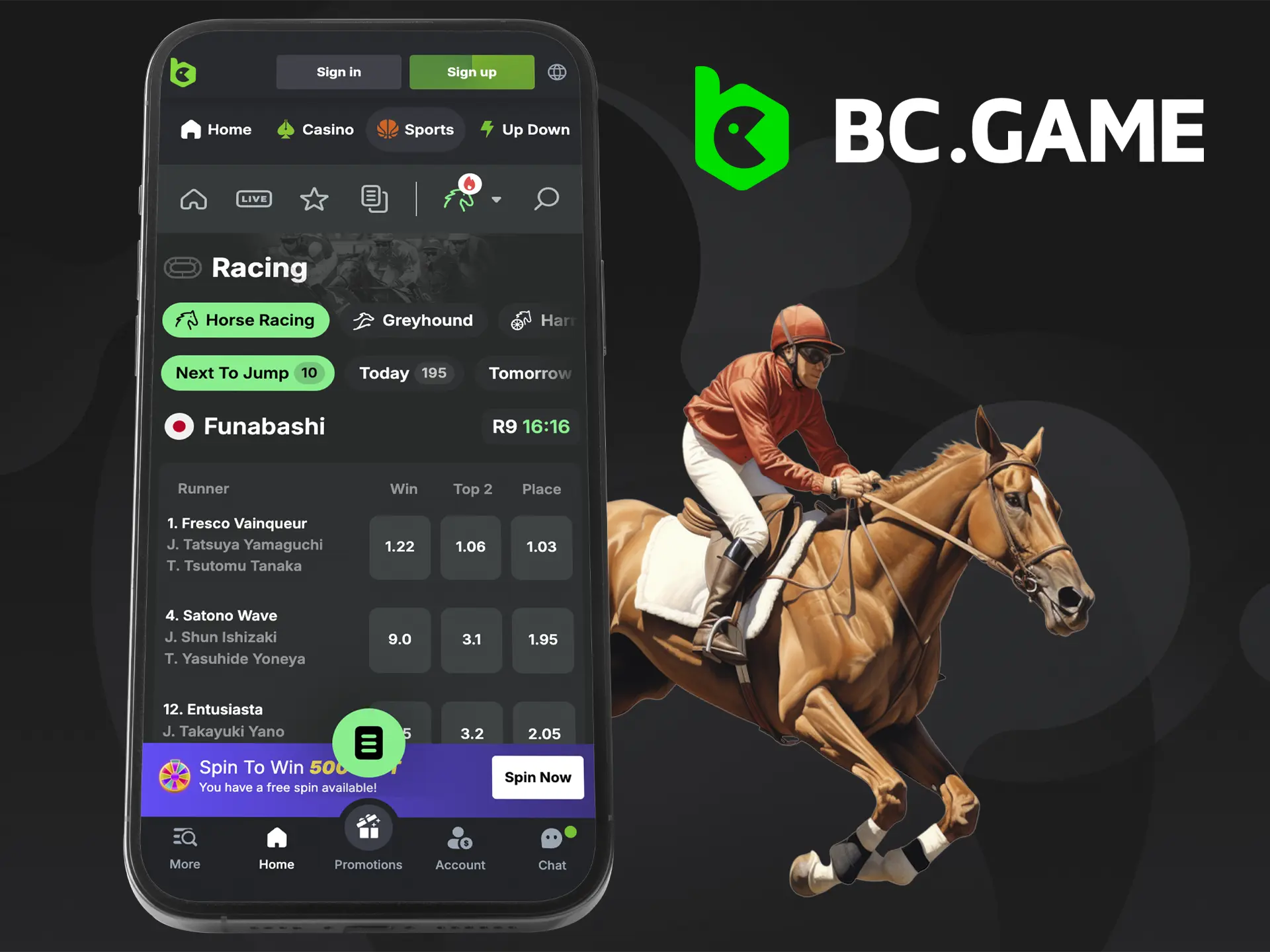 Take the opportunity to profitably bet on horse racing at BC Game Casino.