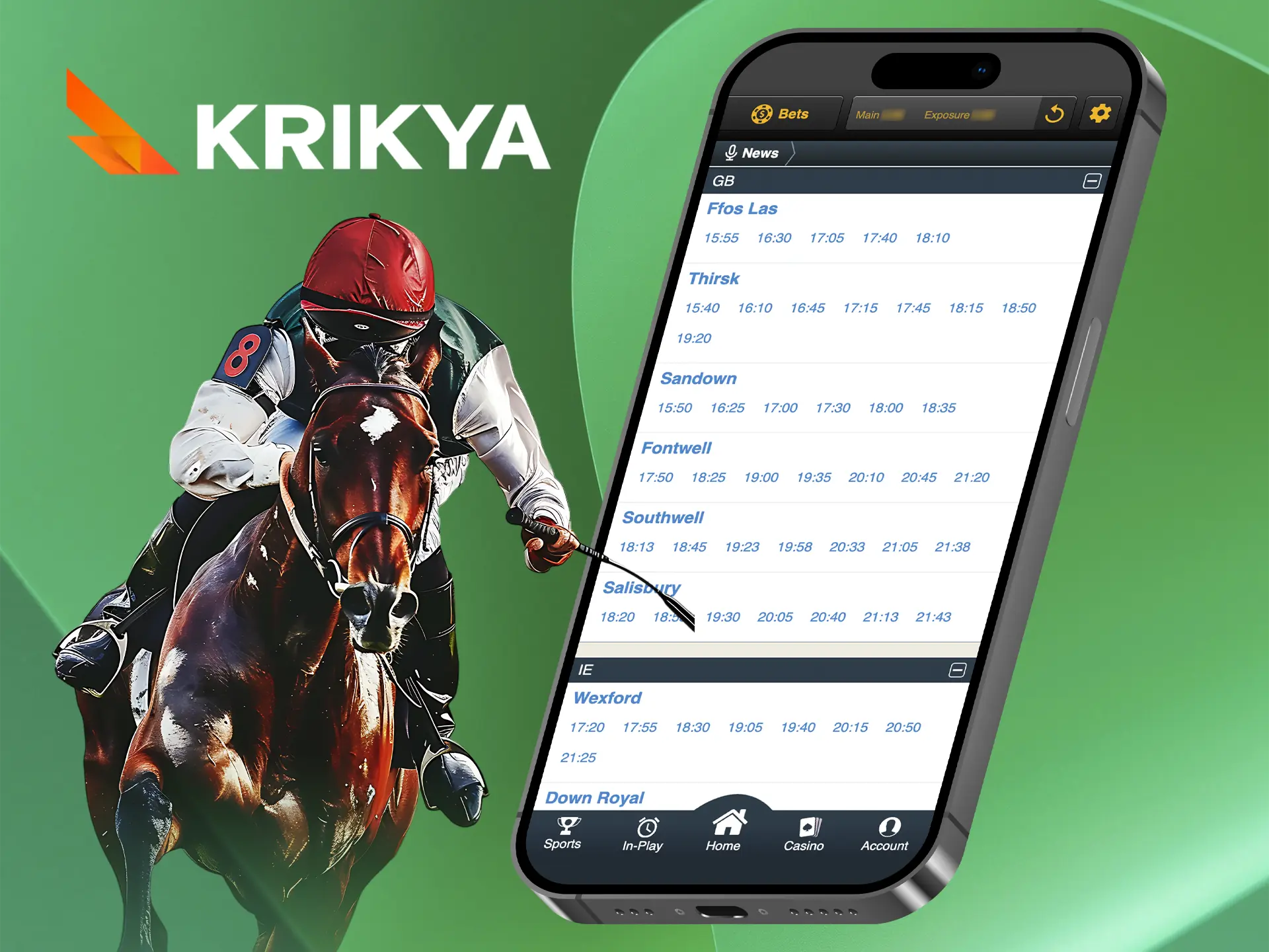 Krikya offers its users some of the highest odds when betting on horse racing.