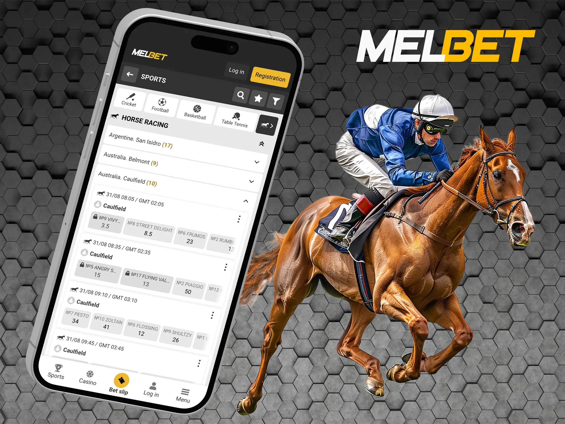 Watch the horse racing live and make your outcomes at Melbet Casino.