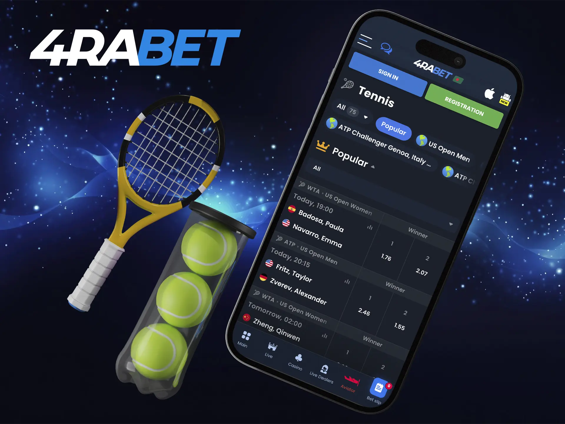 Use the knowledge to win regularly when betting on tennis at 4rabet Casino.