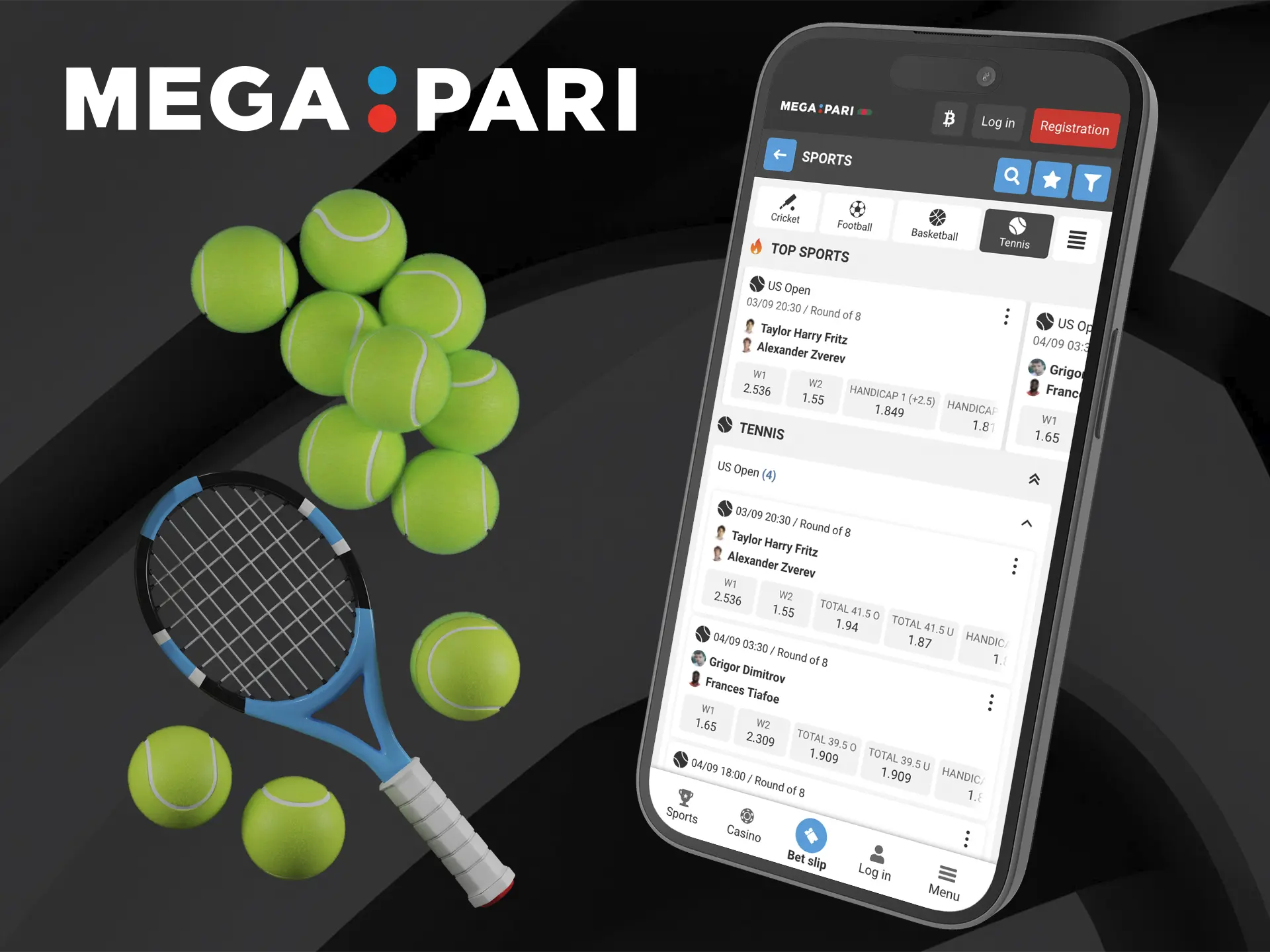 Analyse tennis matches and make your accurate predictions at Megapari bookmaker.