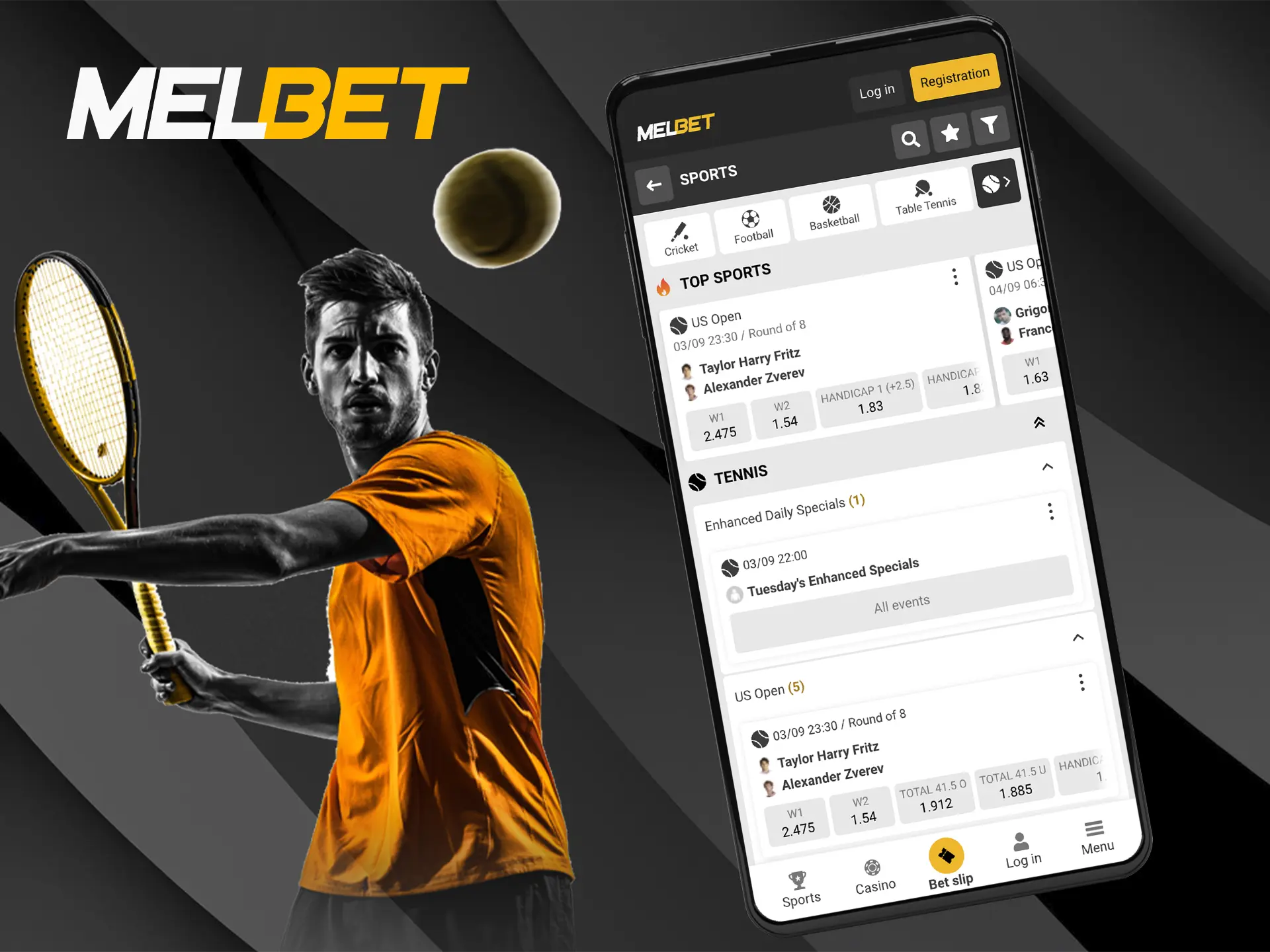 Familiarise yourself with the basic rules of tennis to bet profitably at Melbet Casino.