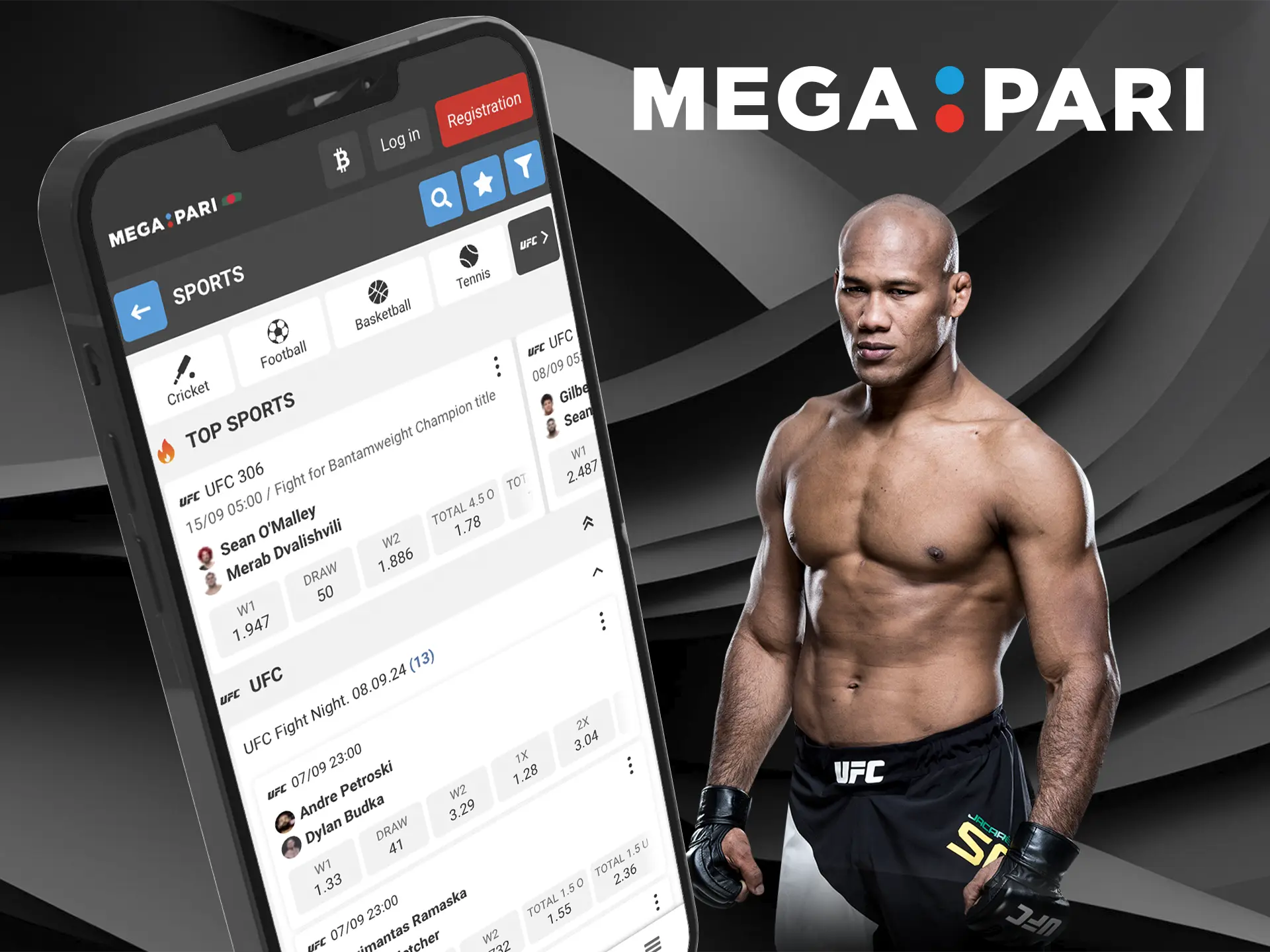 Watch the top UFC fighters go up against each other and place your bets at Megapari Casino.