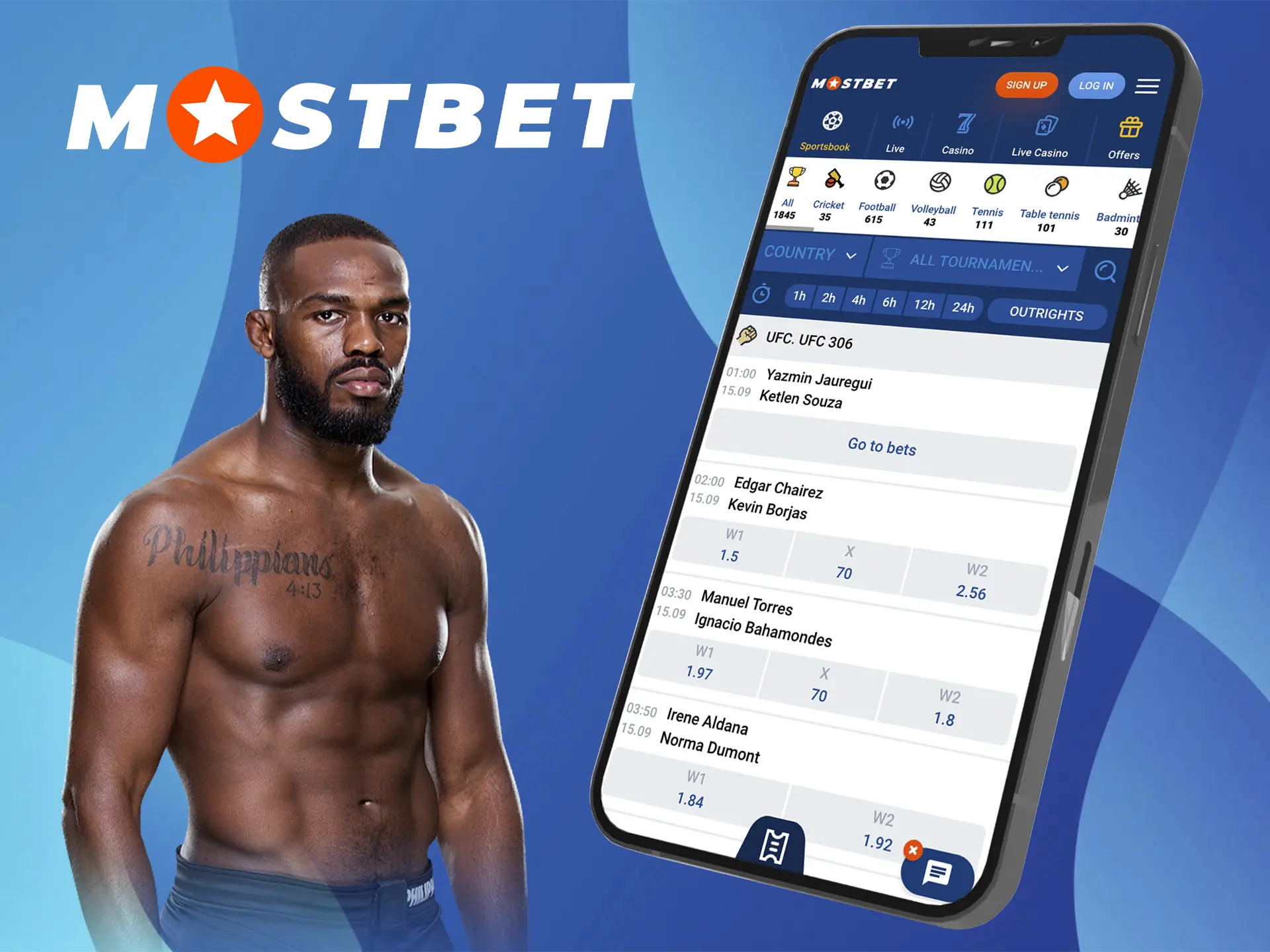 At Mostbet bookmaker you will always find the most favourable odds when betting on UFC.