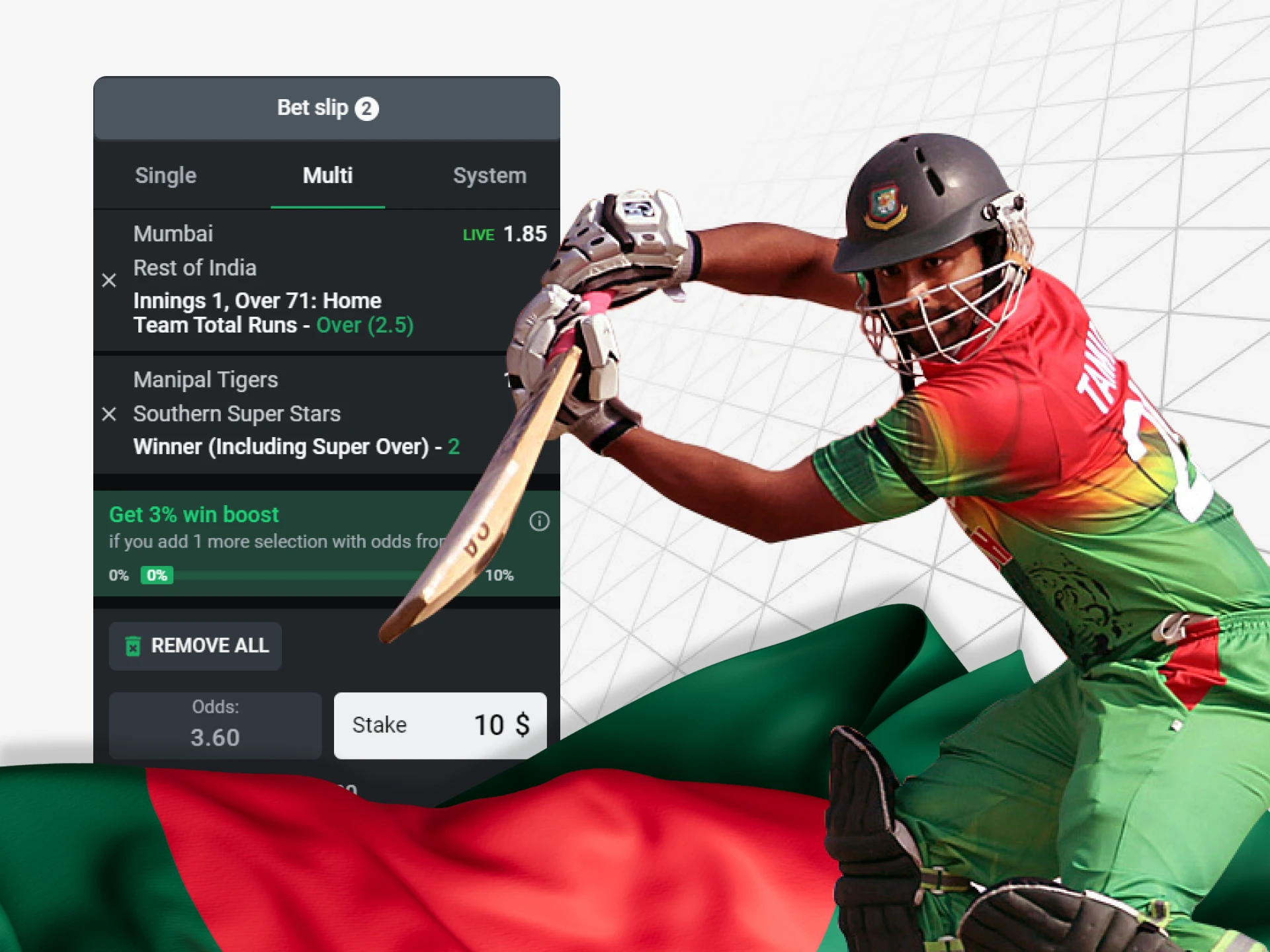 Place your online sports bet in Bangladesh.