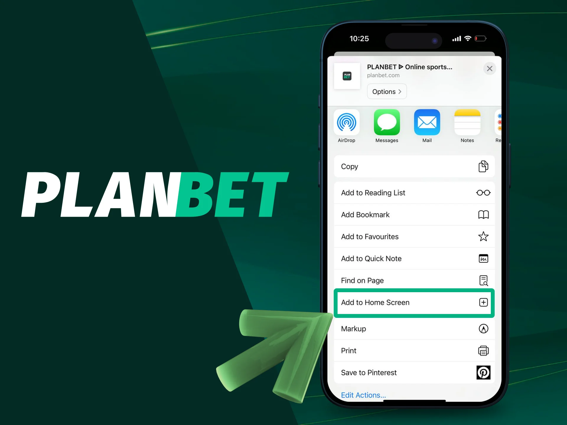 Click add to PlanBet's home screen.