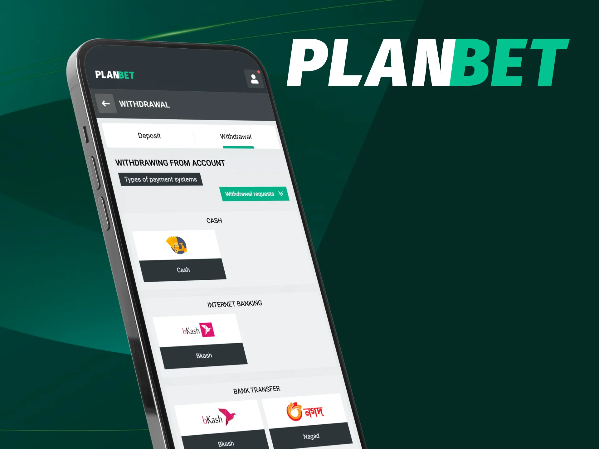 How to make a withdrawal on the PlanBet website.