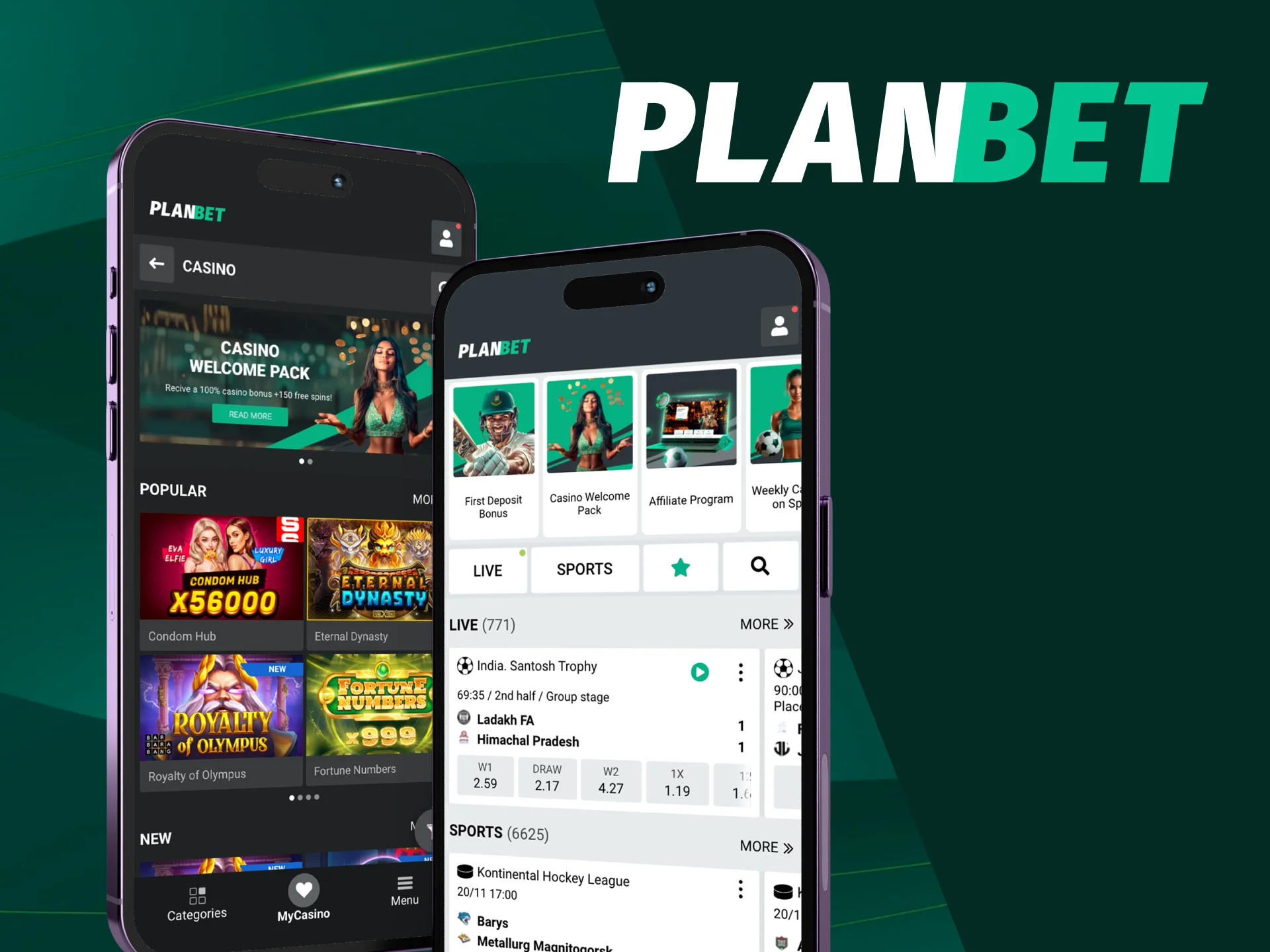 The mobile version of PlanBet is accessible from mobile devices.