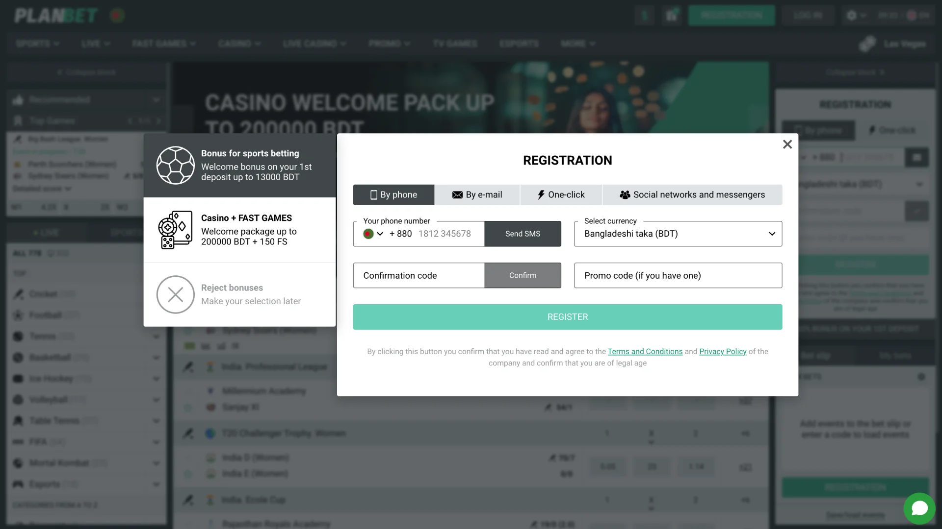 Fill in all required registration fields PlanBet.