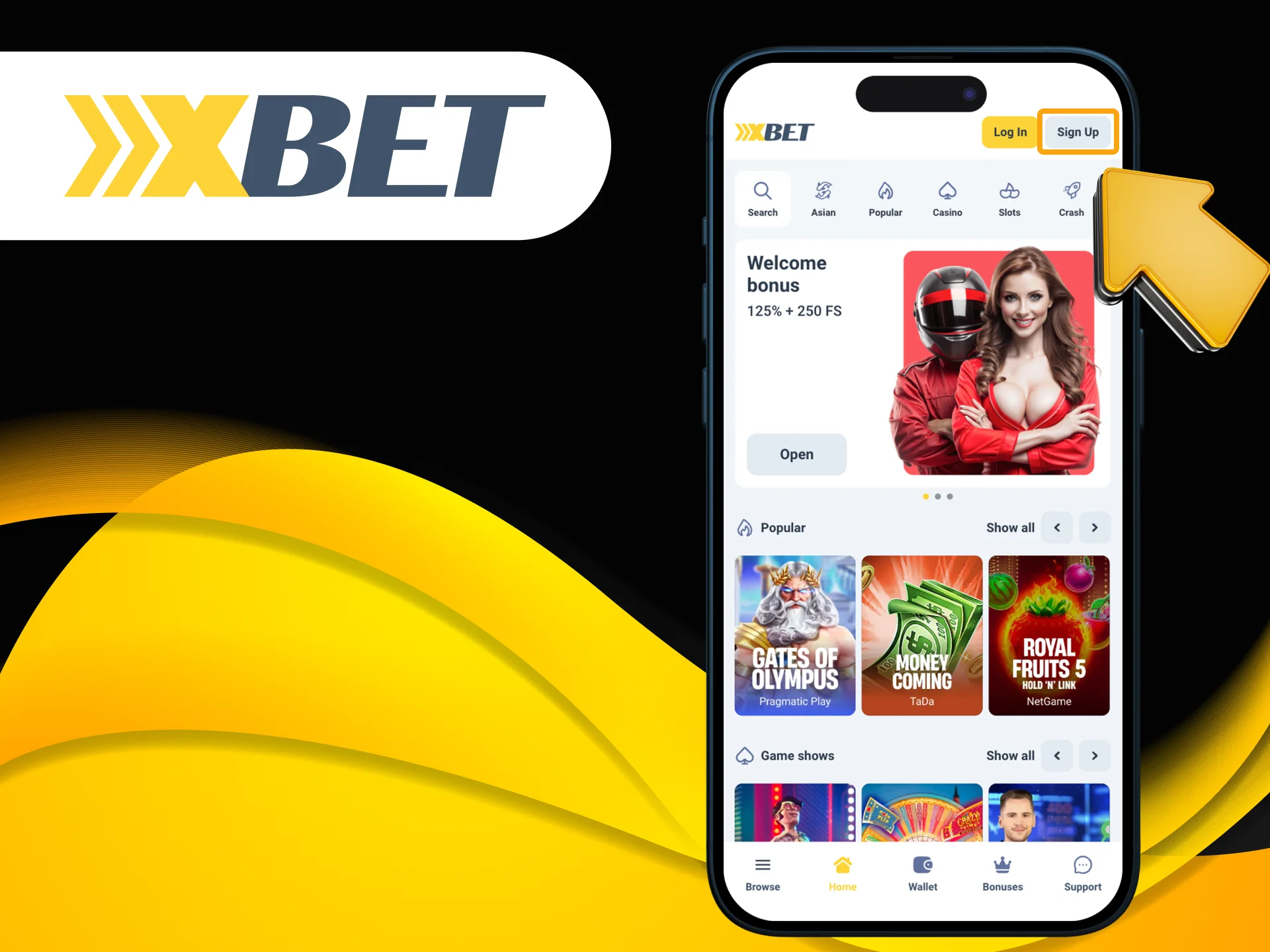 Go to the main Xxxbet page and click on the Sign Up button.