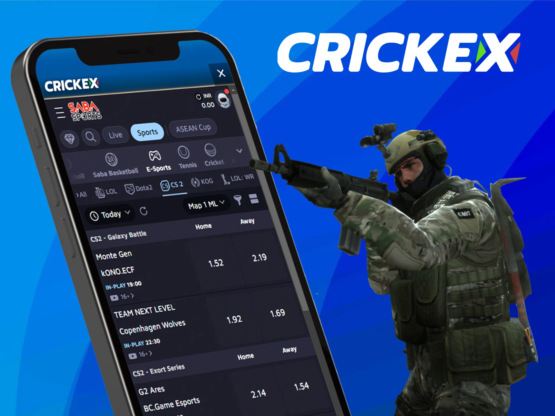 Bet on Counter Strike in real time with Crickex.