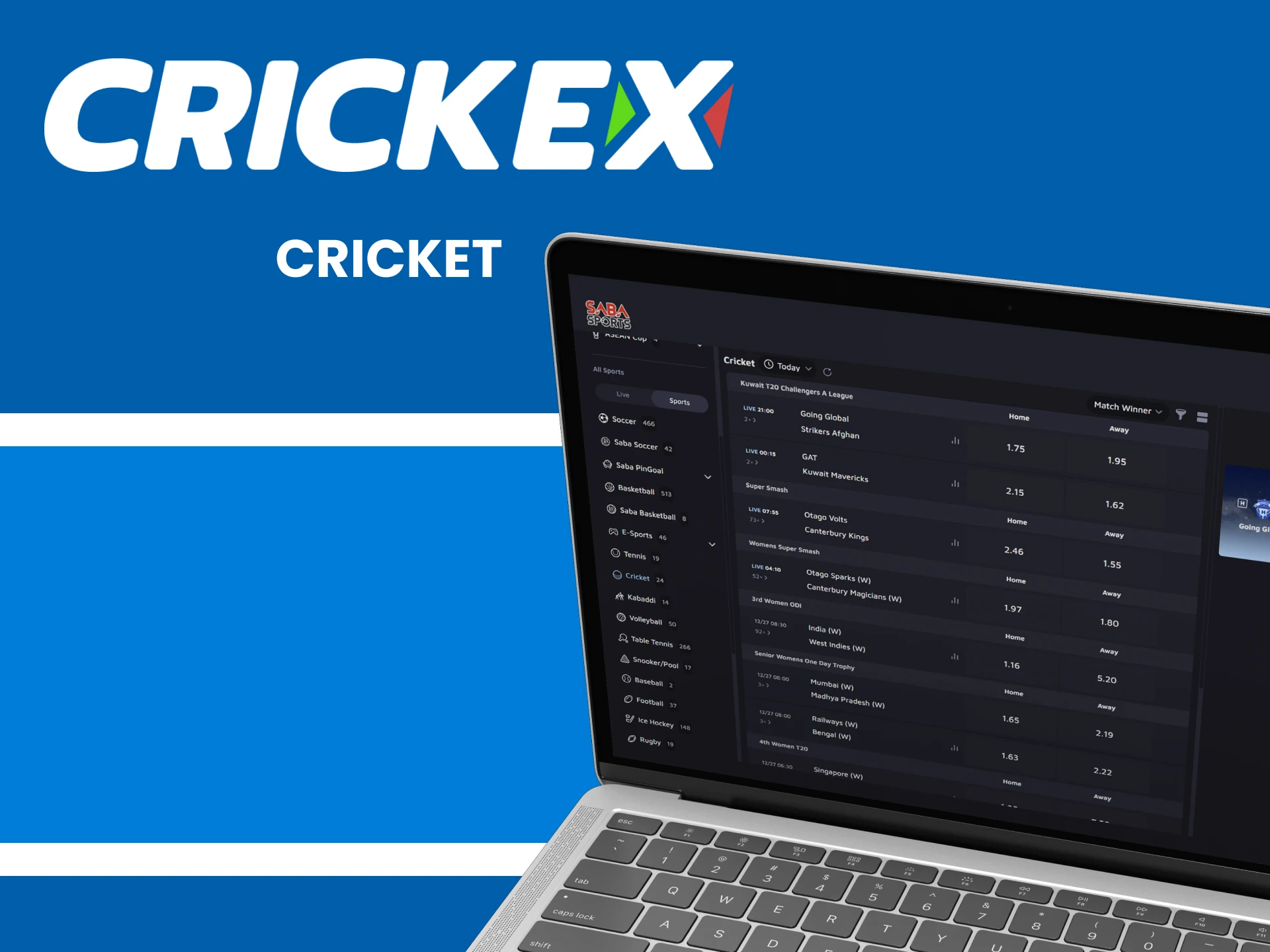 Crickex offers cricket sports betting.