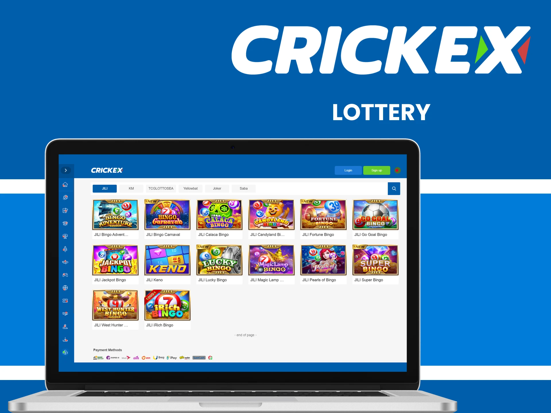 Visit the lottery section from Crickex.