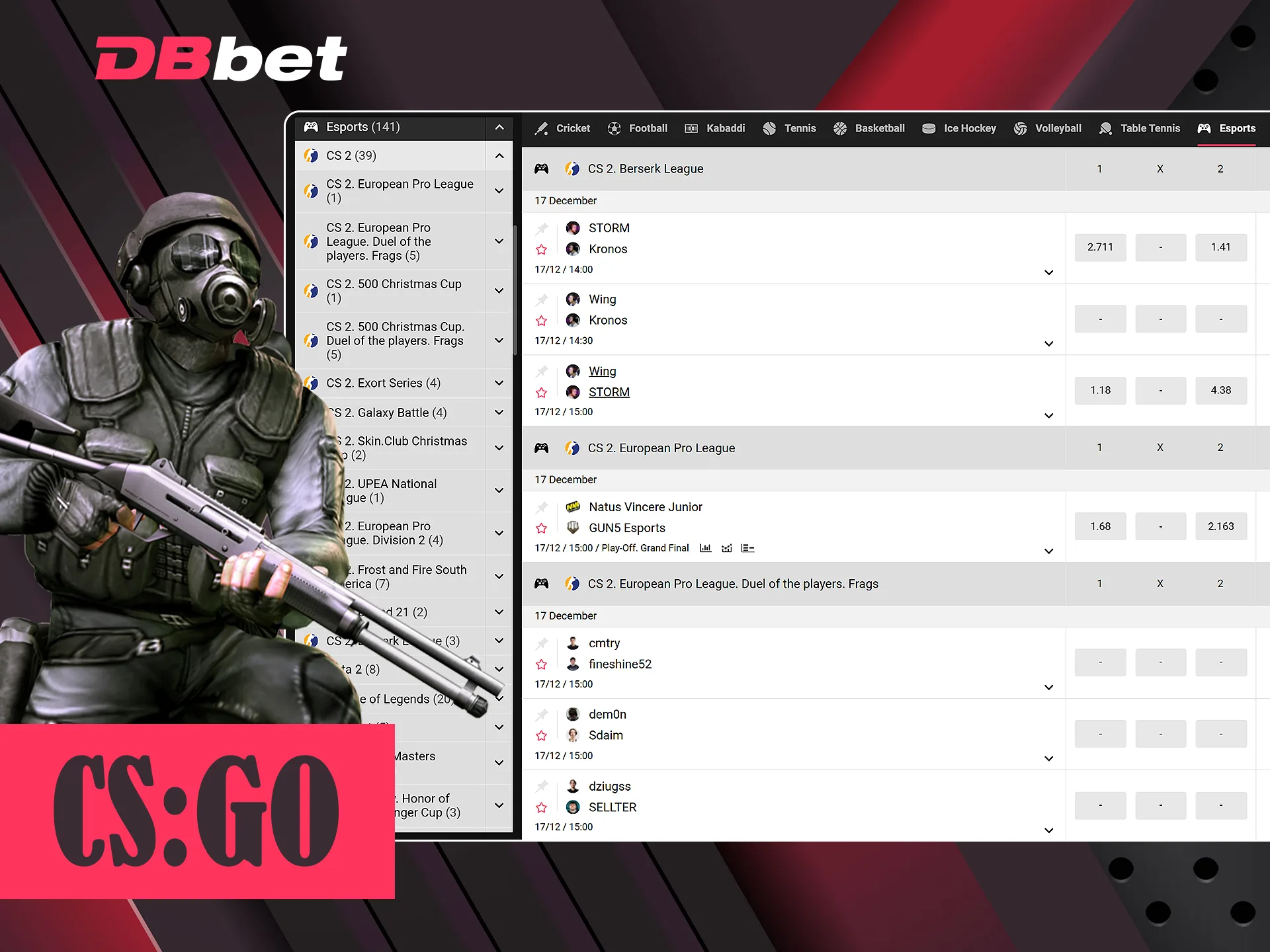 CS:GO is a great esport discipline for betting on at DBbet.