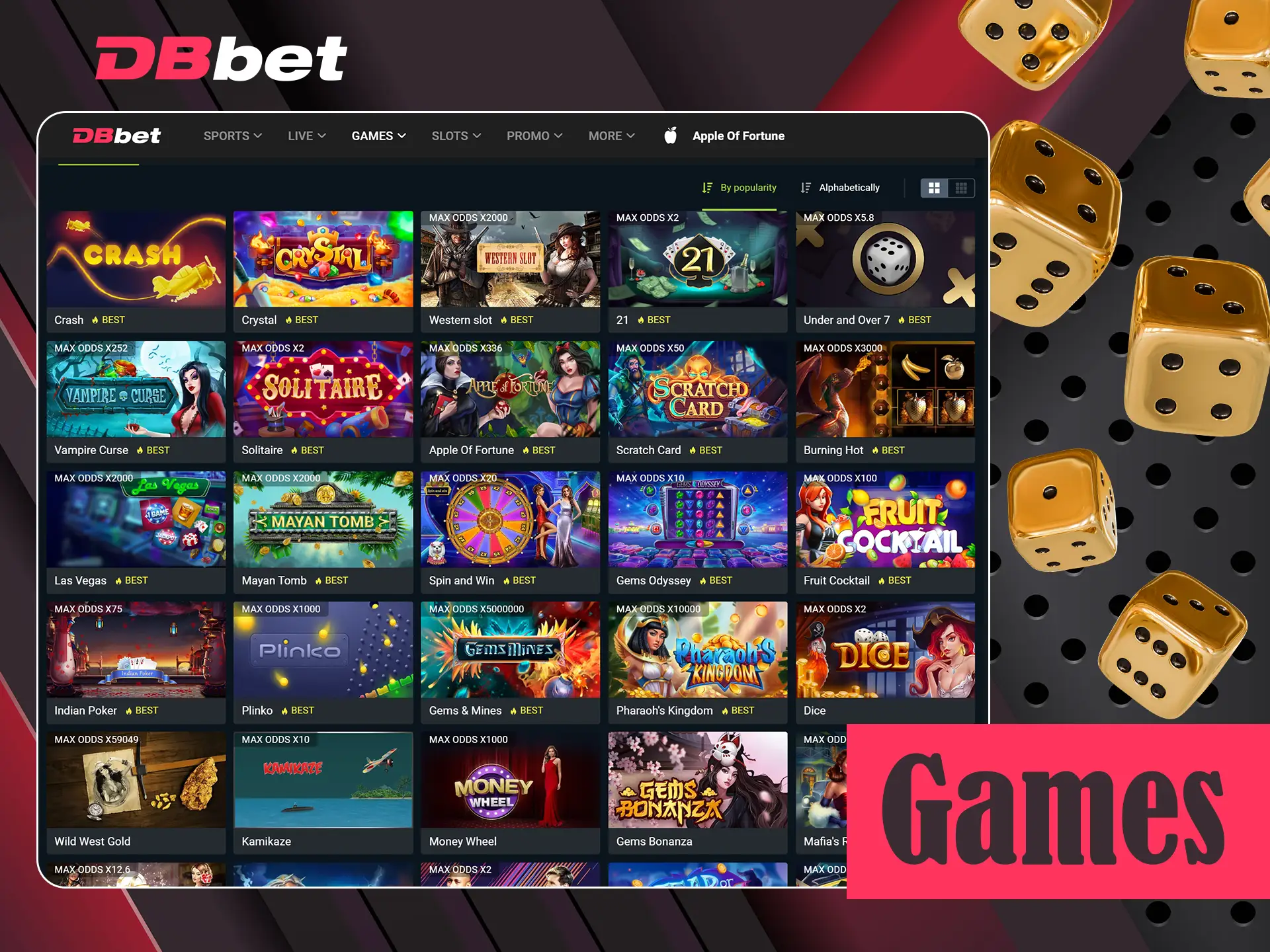 Play different casino games at DBbet.