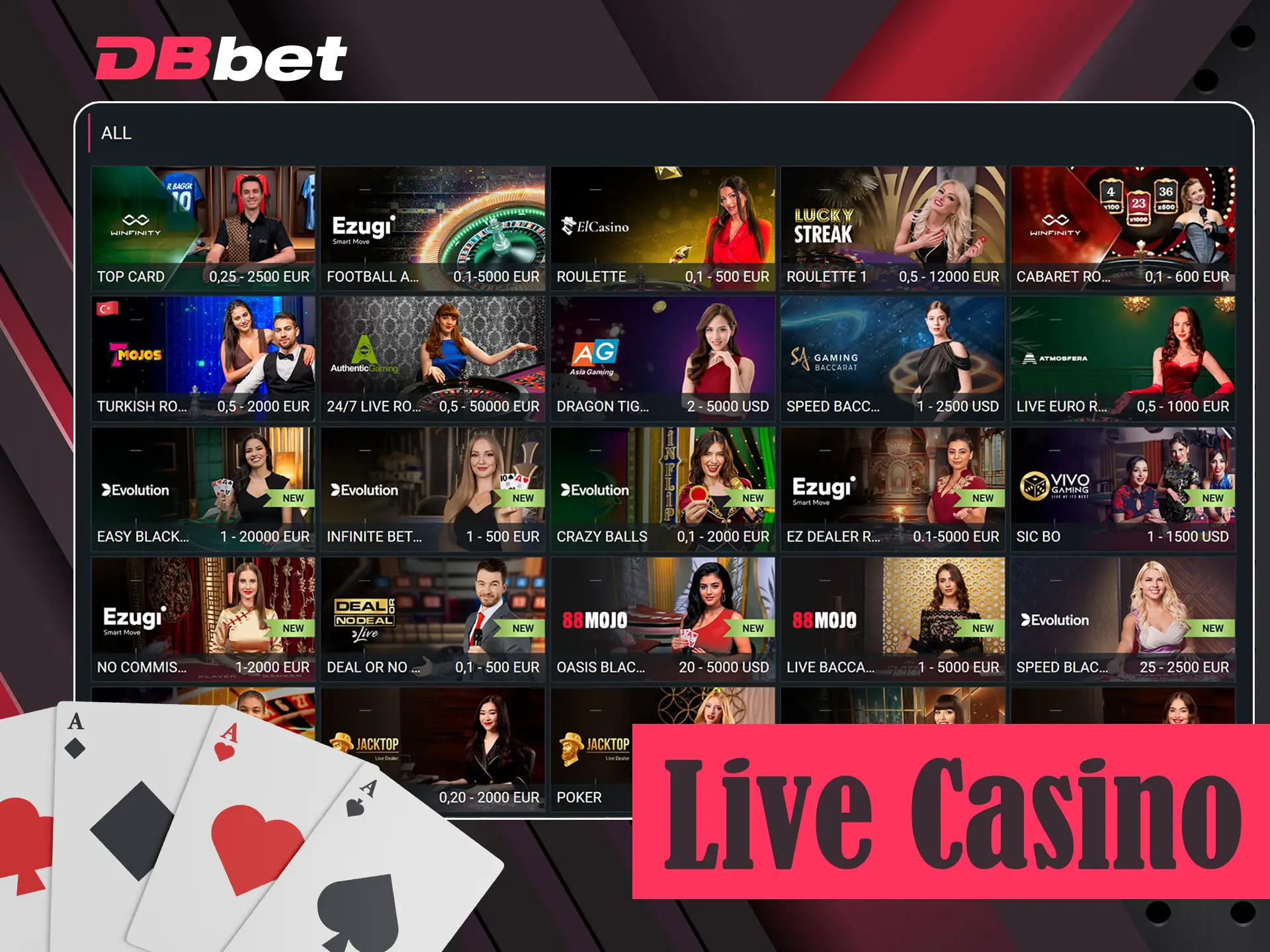 Play casino games with real people at DBbet.